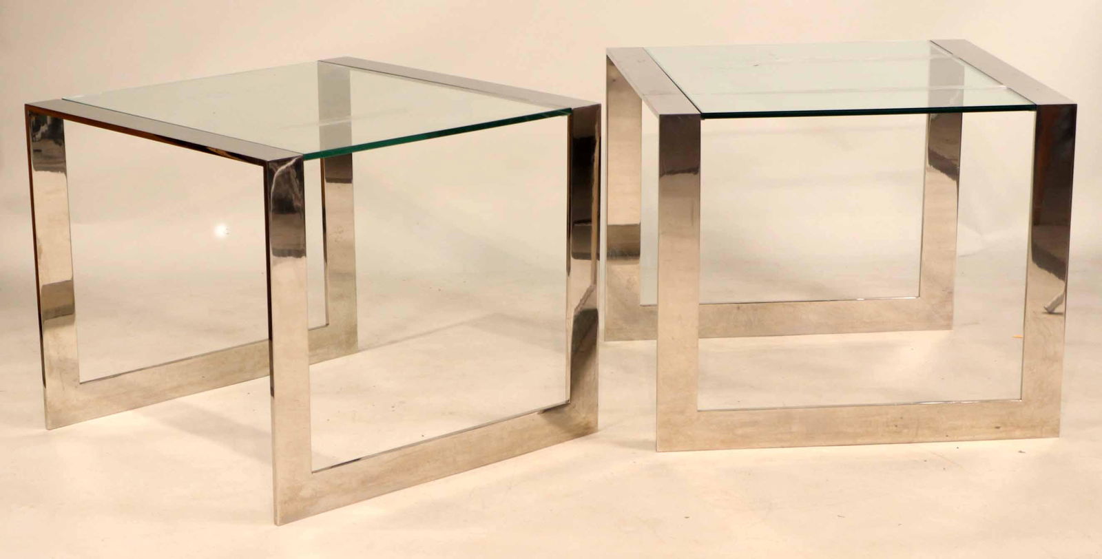 Pair of Modern Chrome and Glass Top Side Tables (1 of 7)