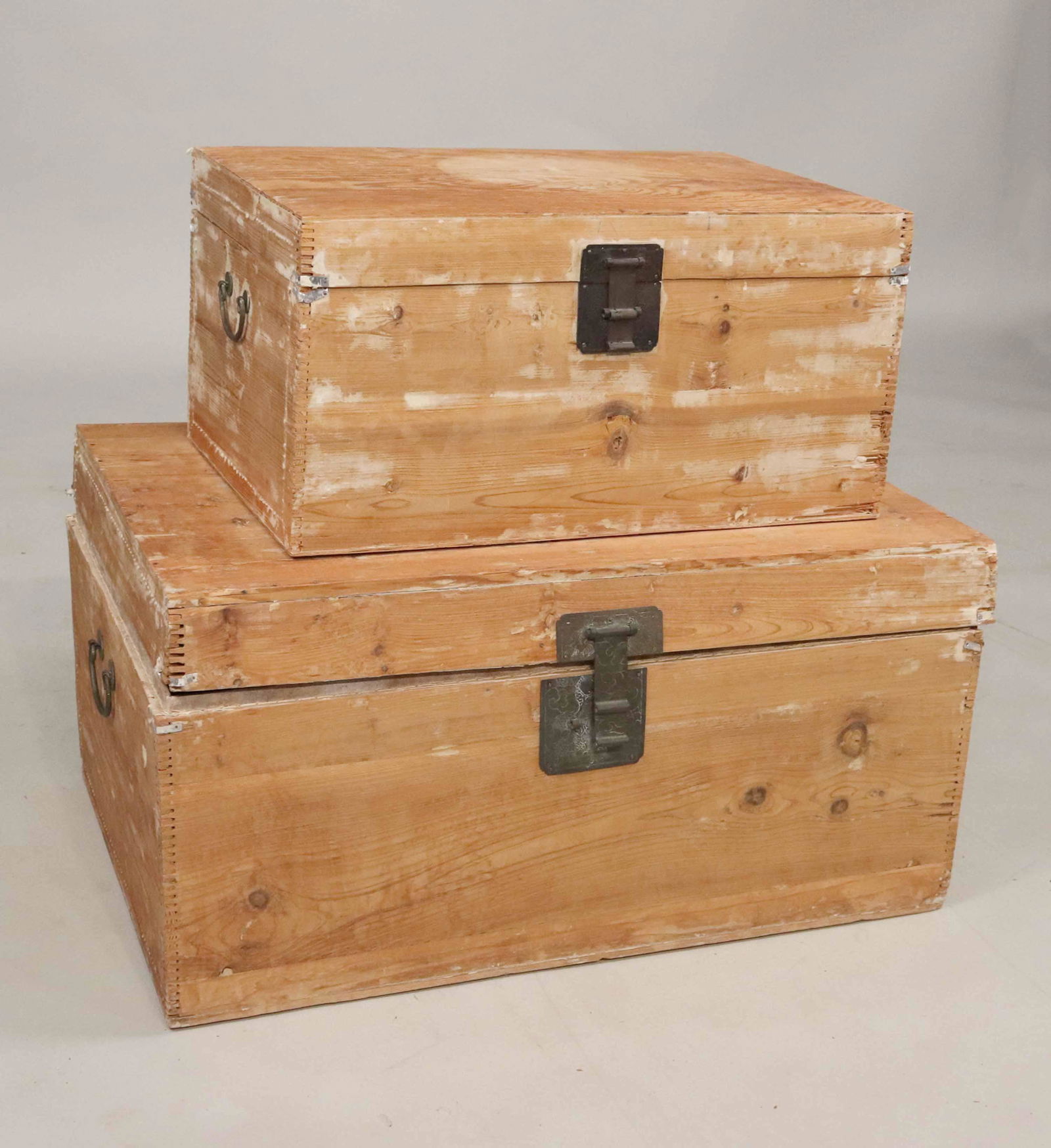 Two Pine Brass Handle Stacking Boxes (1 of 5)