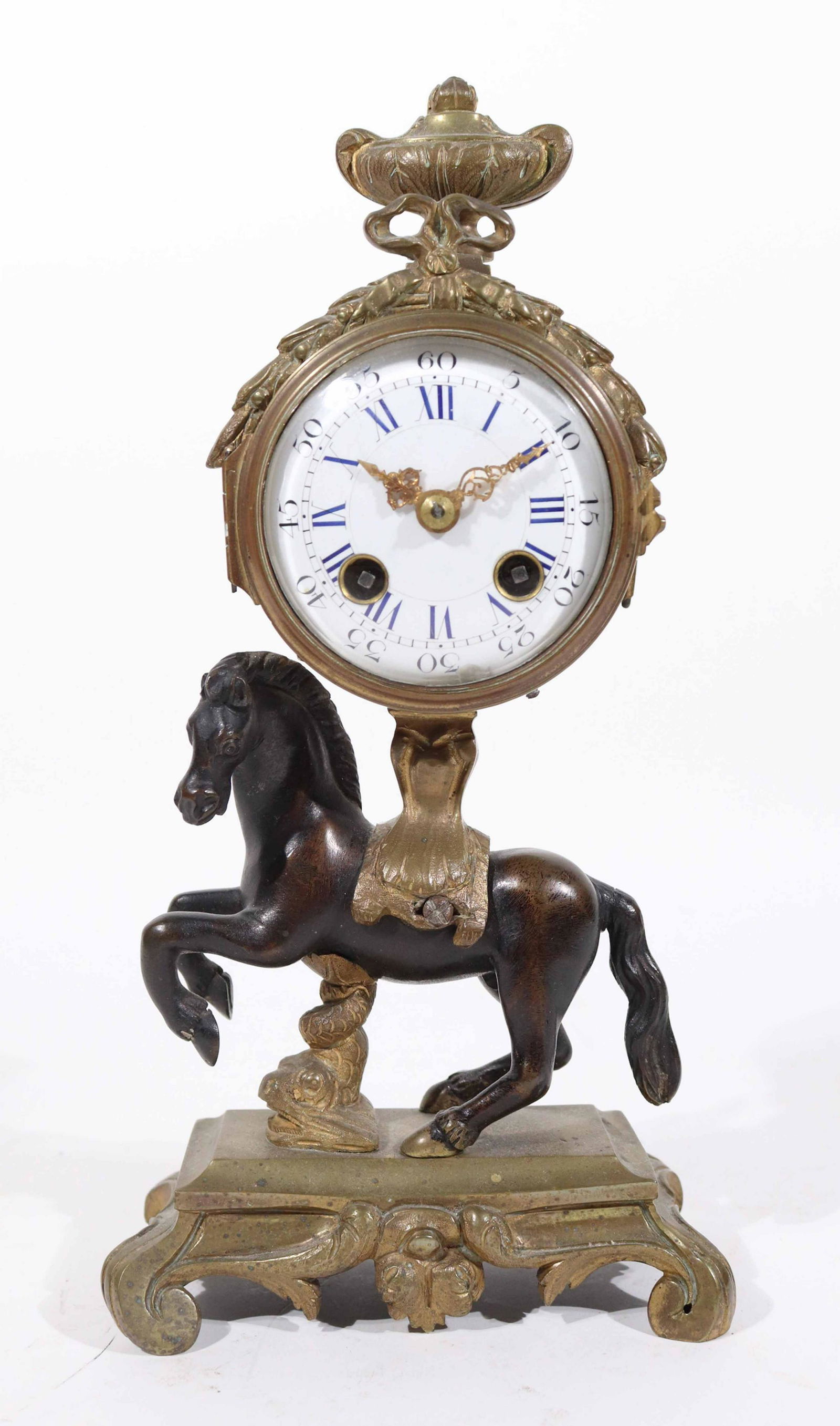 Gilt Metal and Bronze Horse-Form Desk Clock (1 of 5)