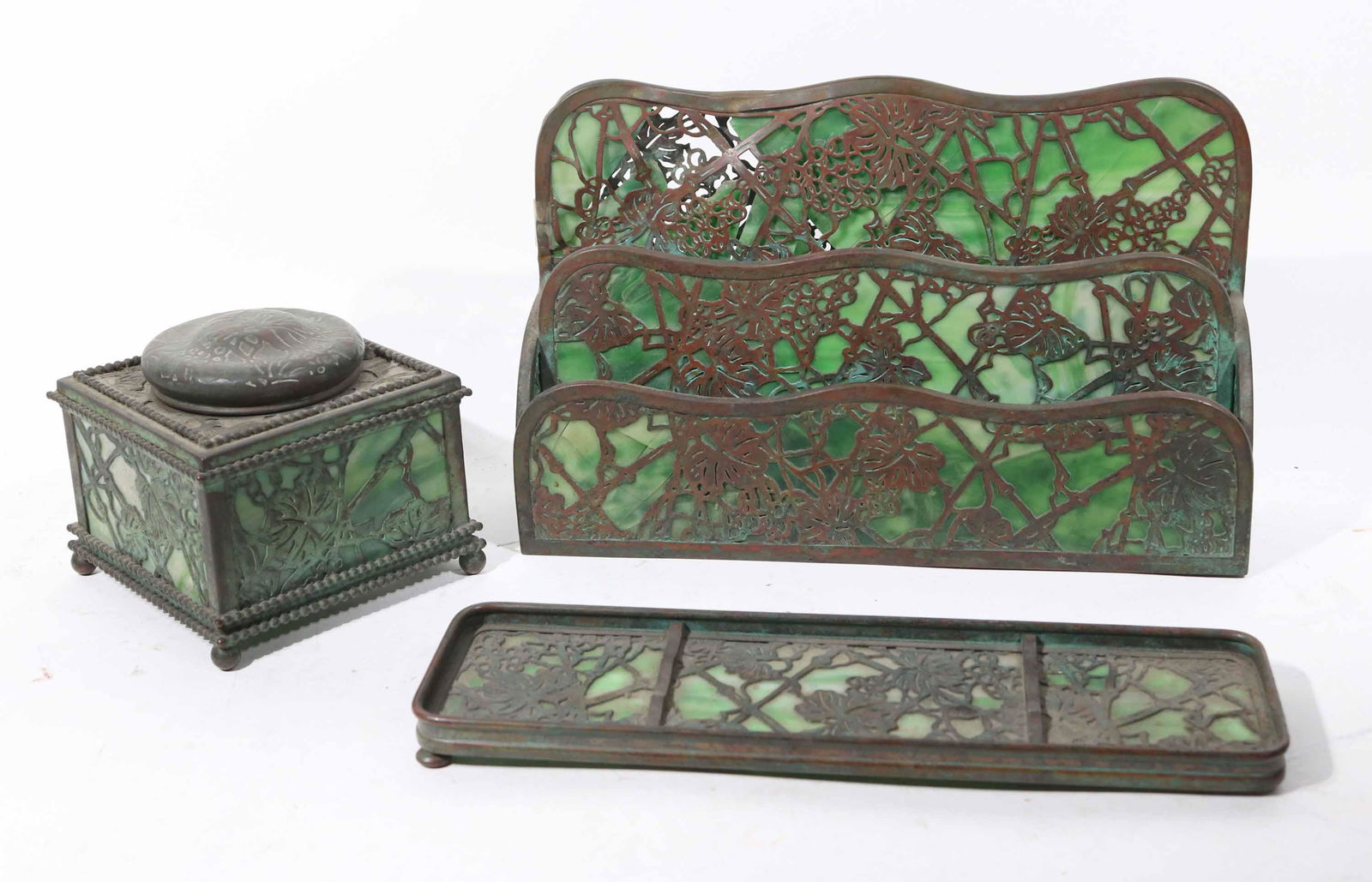 Three Piece Tiffany & Co. Grape Leaf Desk Set (1 of 12)