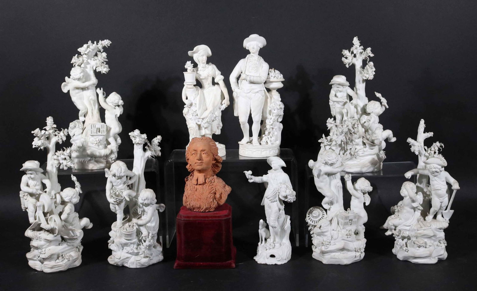 Nine Bisque Figural Groups (1 of 6)