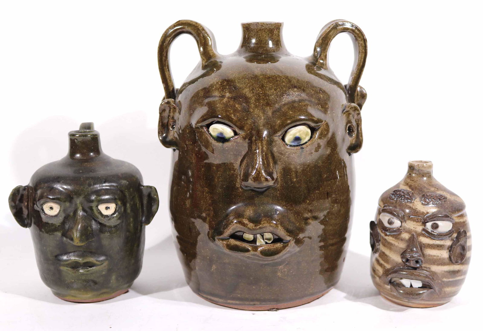 Group of Three Contemporary Georgia Face Jugs (1 of 8)