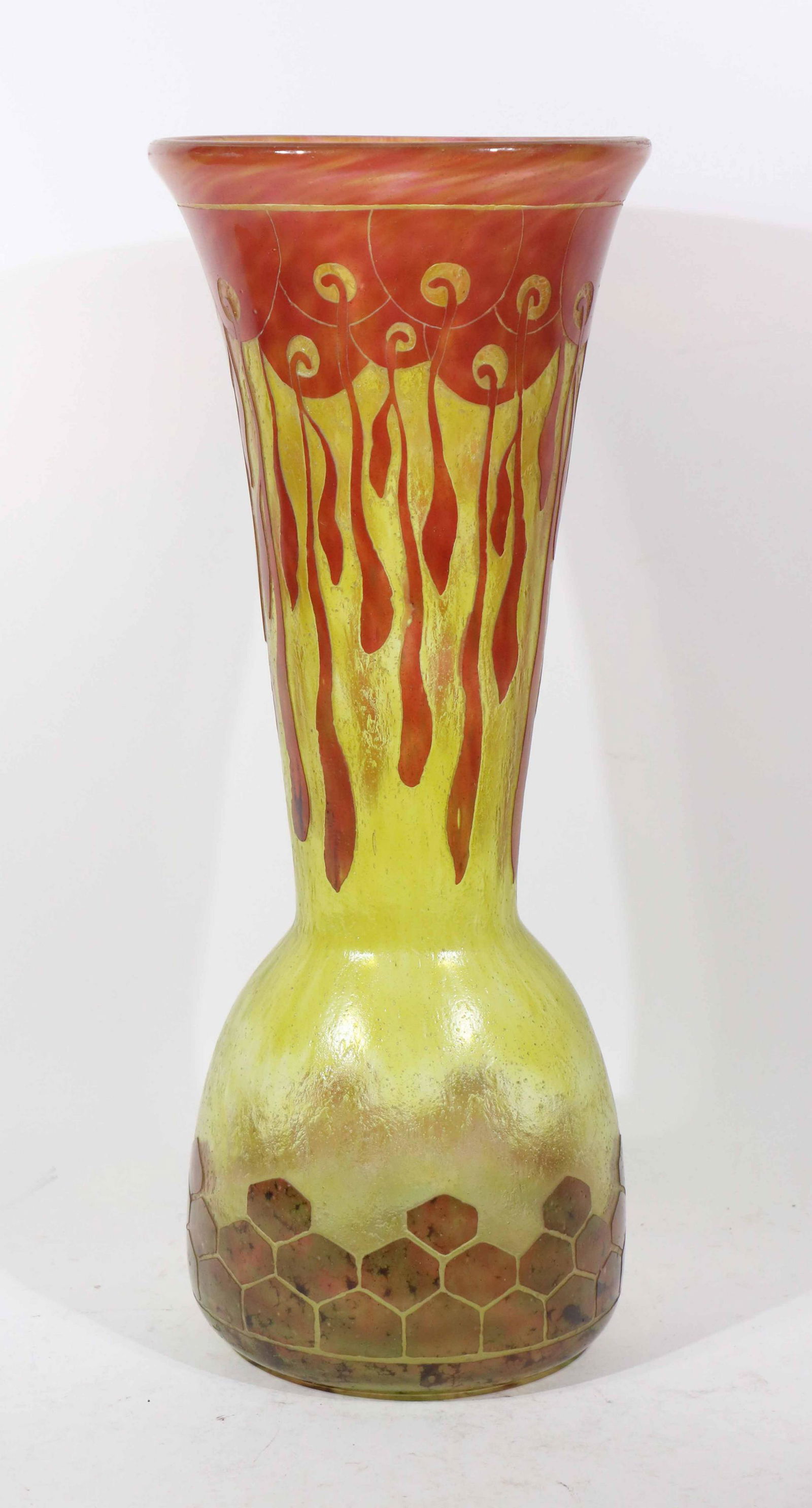 Ovington Red and Yellow Cameo Glass Vase (1 of 7)