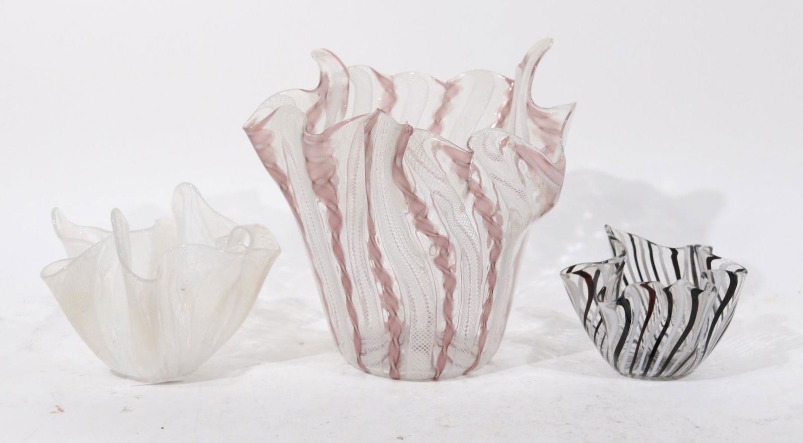 Three Murano Glass Ruffled Edge Glass Vases (1 of 4)