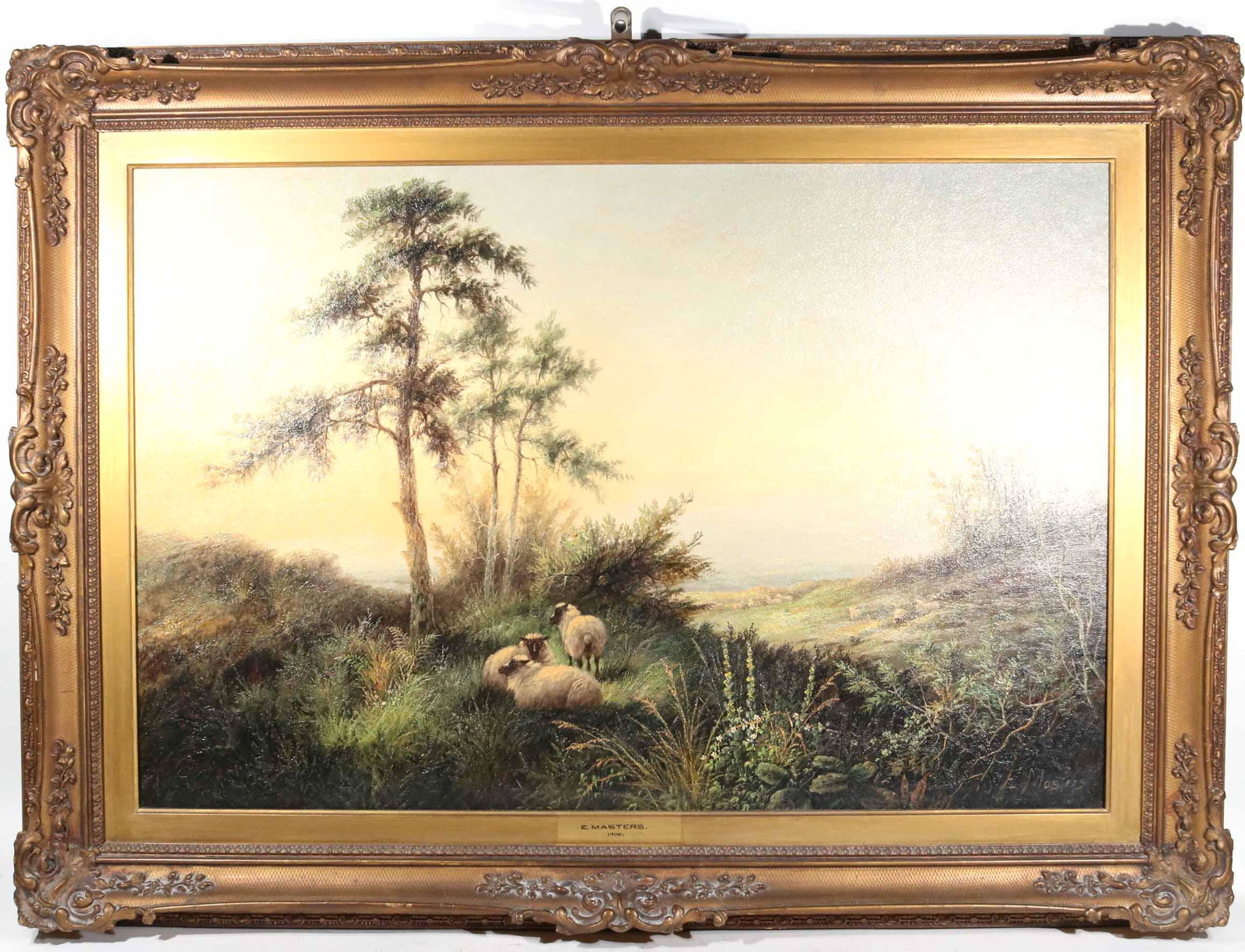 Oil on Canvas, Sheep in a Field, E. Masters (1 of 10)
