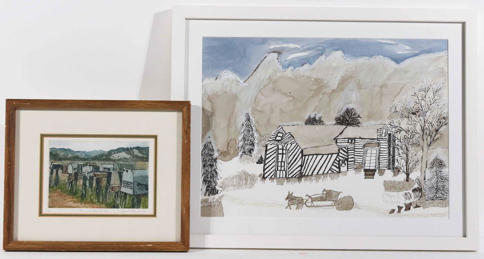 Watercolor on Paper, Rural Winter Scene (1 of 7)
