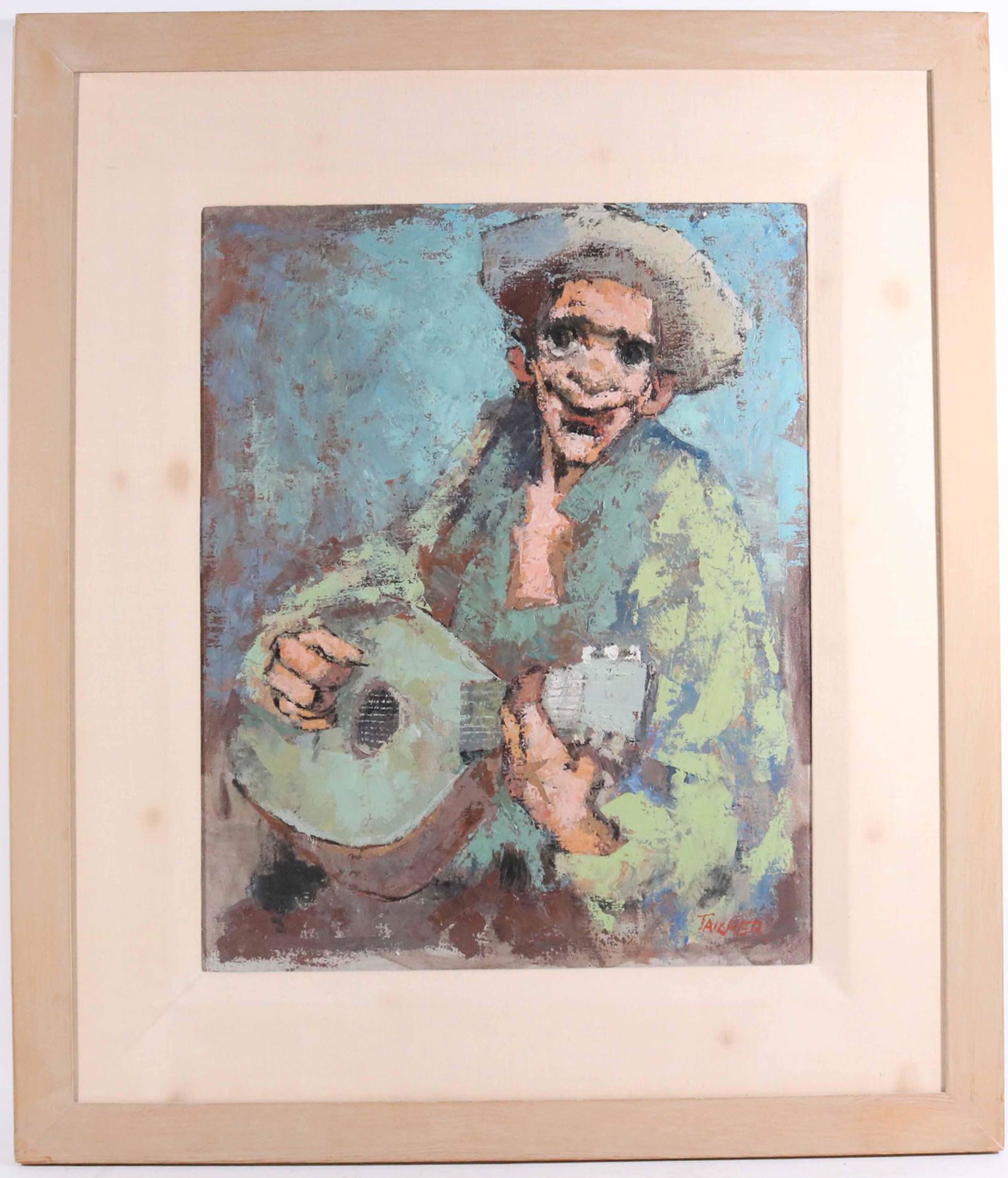 Oil on Canvas, Man with Mandolin, Richard Taicher (1 of 4)