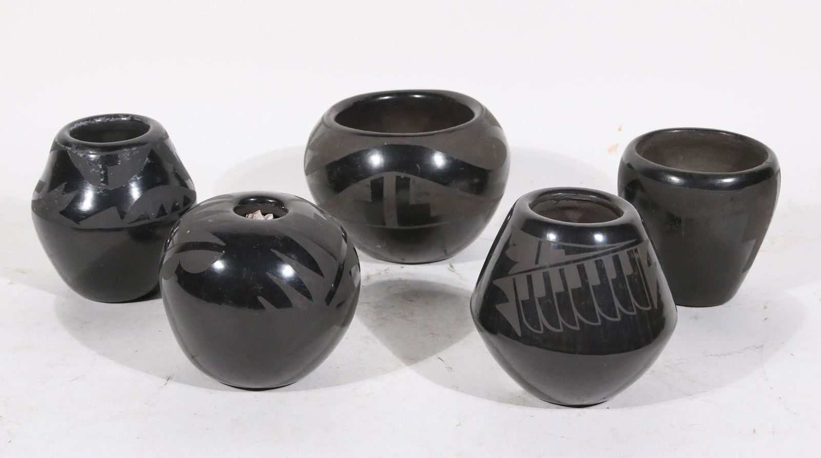Five Santa Clara Blackware Pottery Vessels (1 of 6)