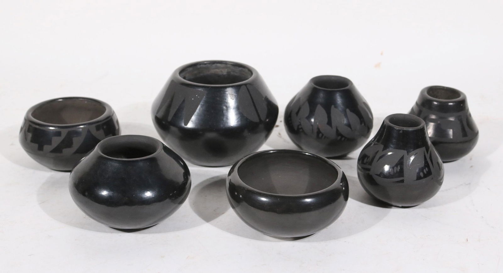 Seven Santa Clara Blackware Pottery Vessels (1 of 5)