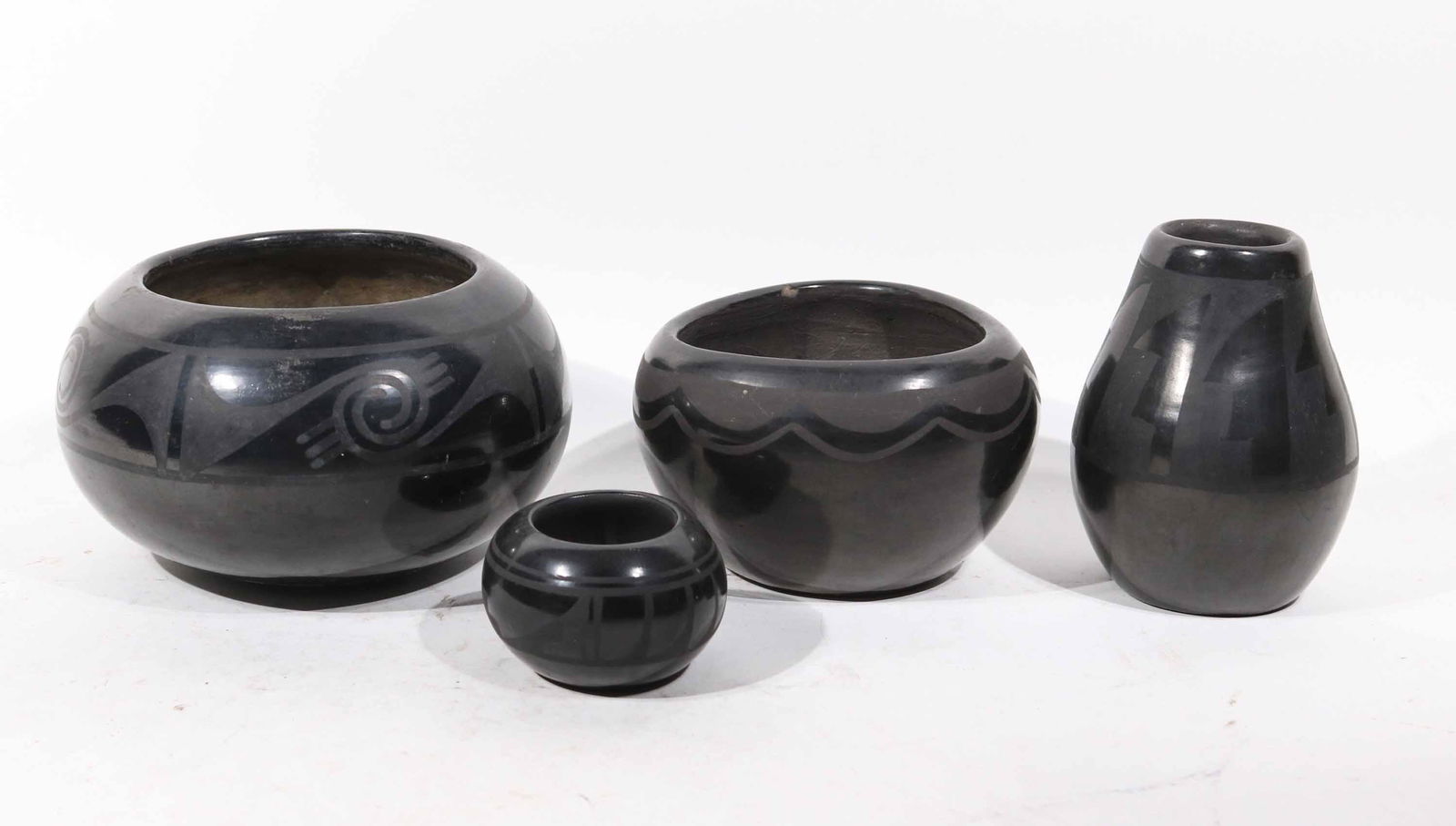Four Santa Clara Blackware Pottery Vessels (1 of 6)