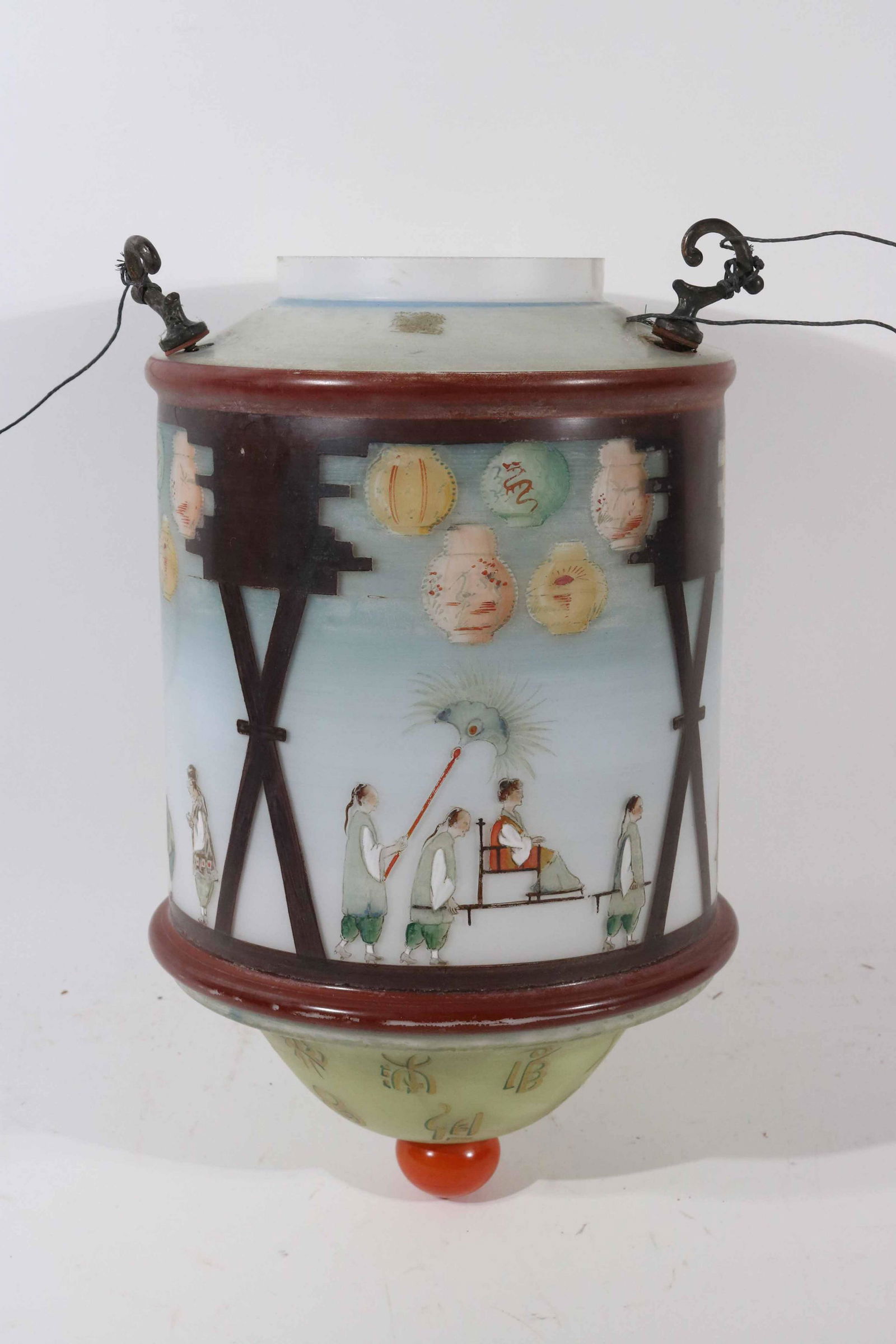 Chinese Hand-Painted Glass Hanging Lantern (1 of 5)