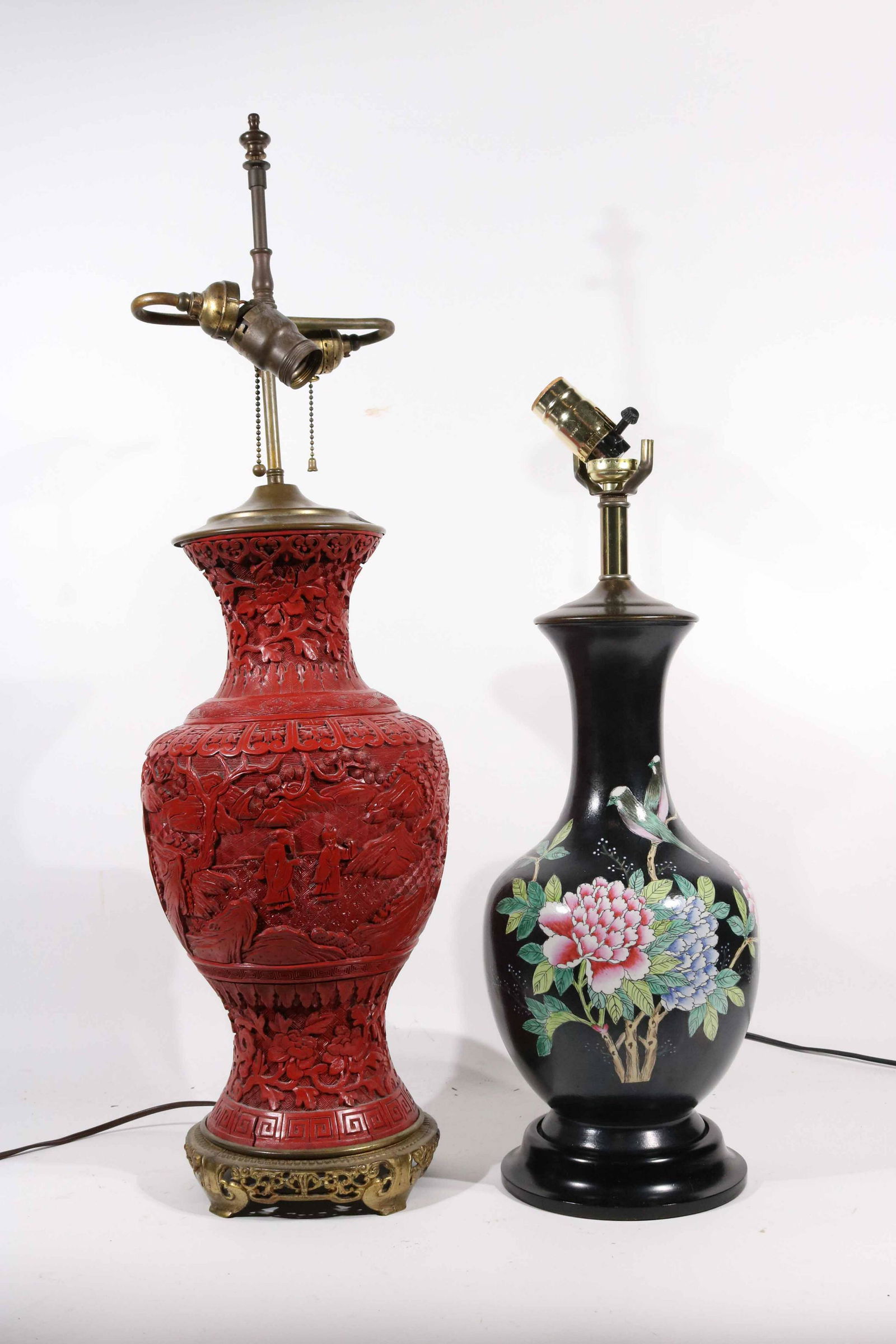 Chinese Cinnabar Vase, Fitted as a Lamp (1 of 5)
