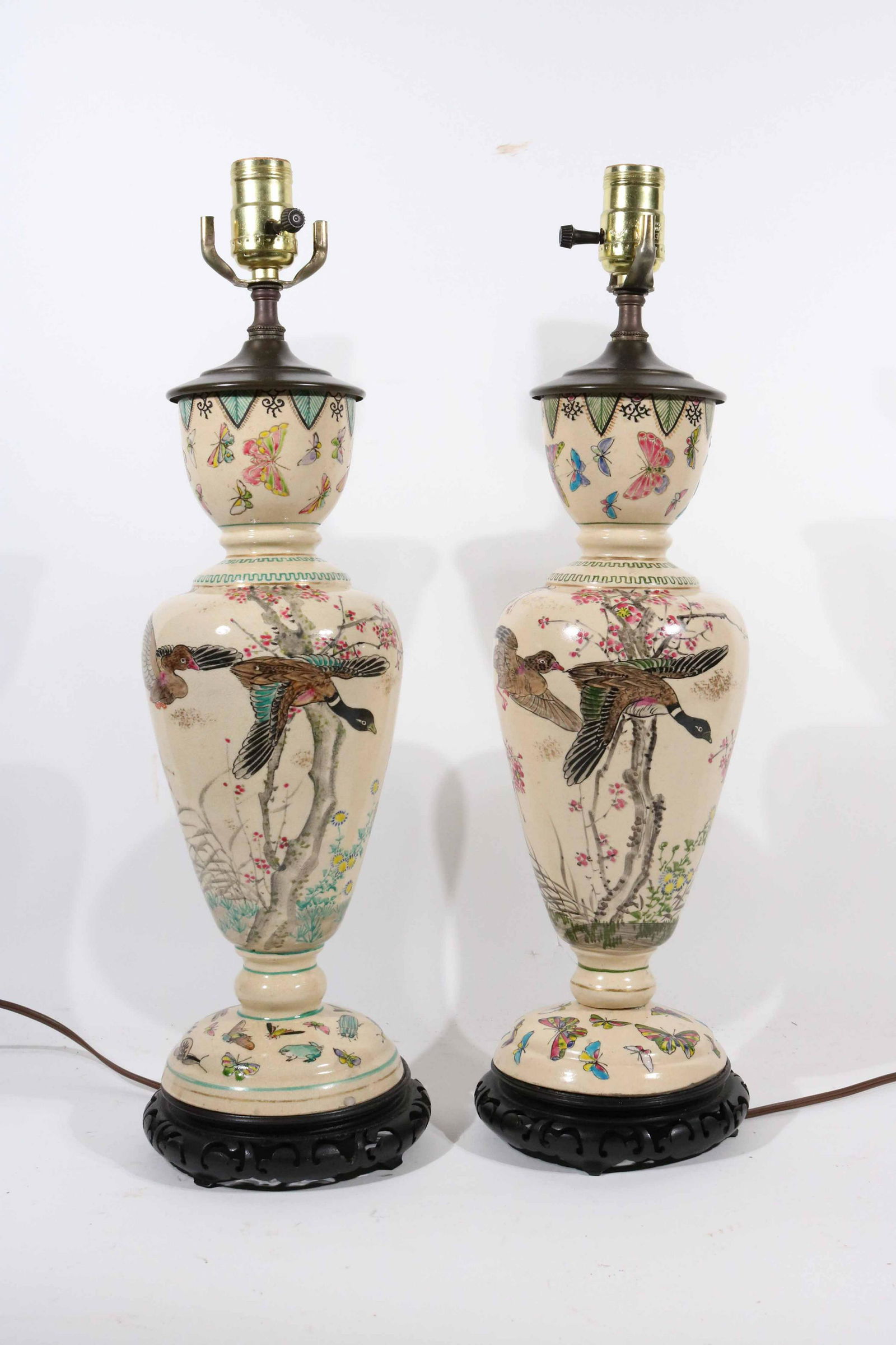 Pair of Chinese Enamel Vases, Fitted as Lamps (1 of 7)