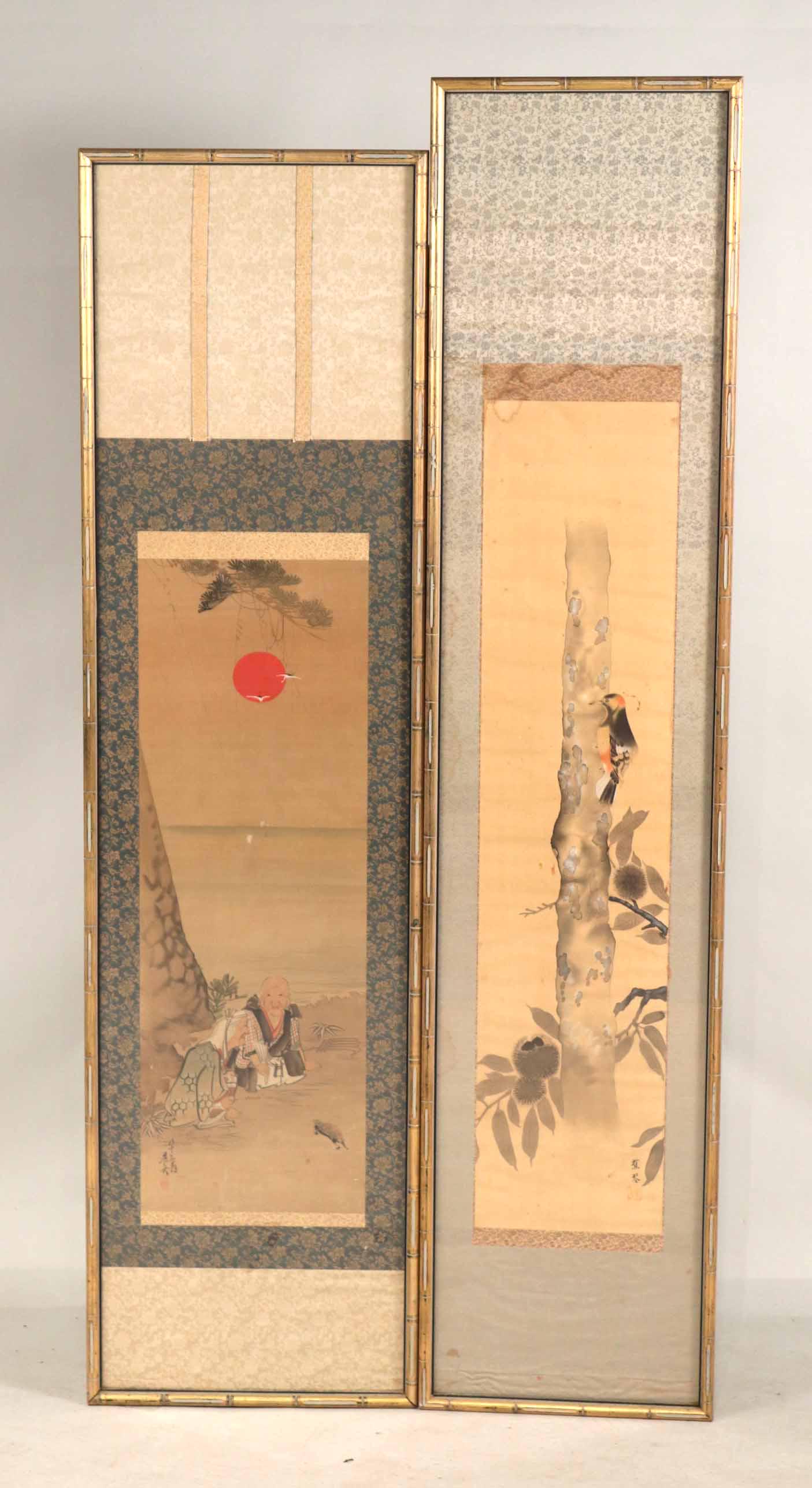 Two Japanese Framed Painted Scrolls (1 of 11)