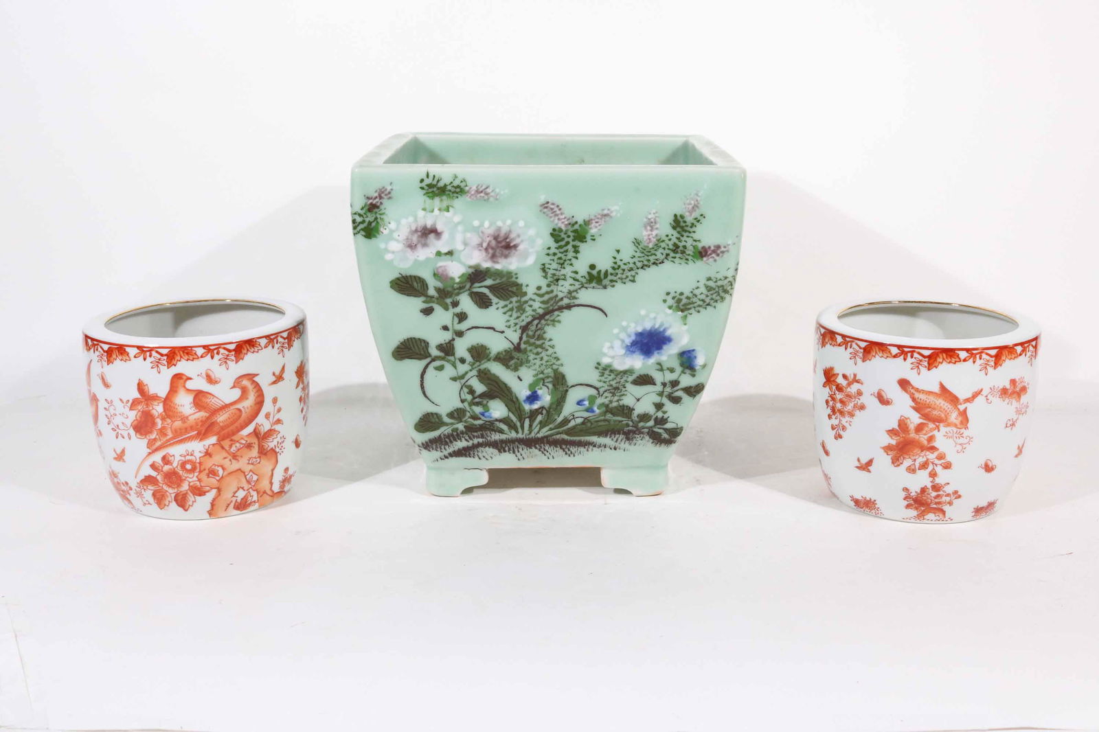 Three Chinese Style Porcelain Planters (1 of 9)