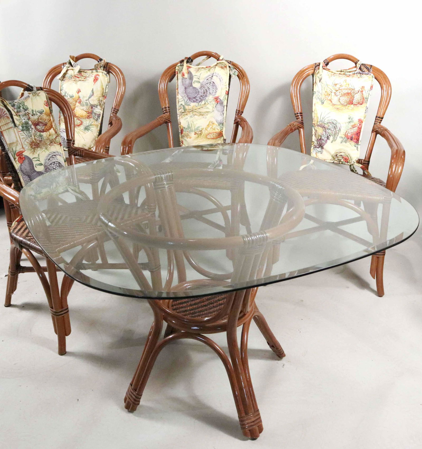 Set of Four Bentwood Chairs and Glass Top Table (1 of 6)