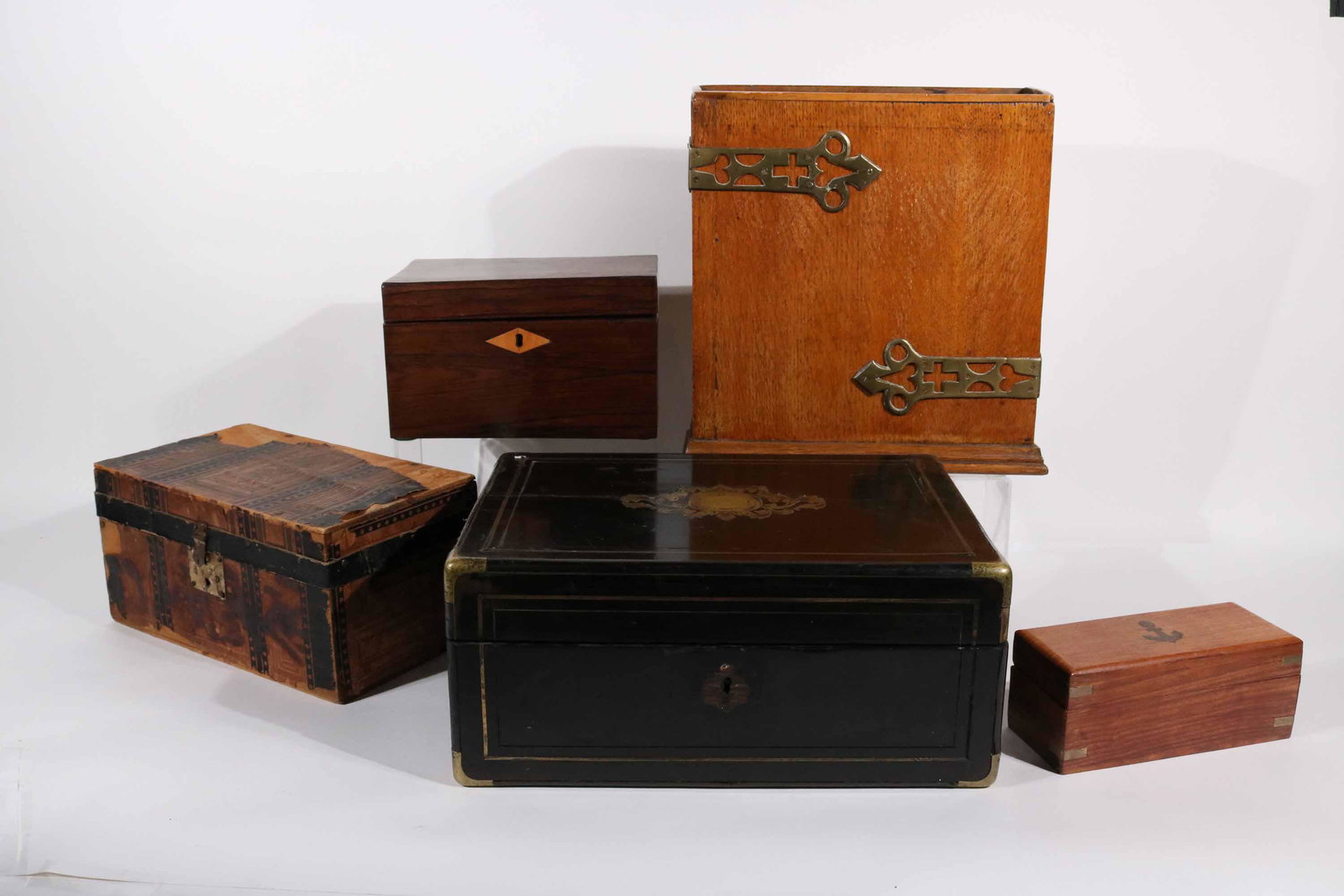 Group of Five Wood Boxes (1 of 9)