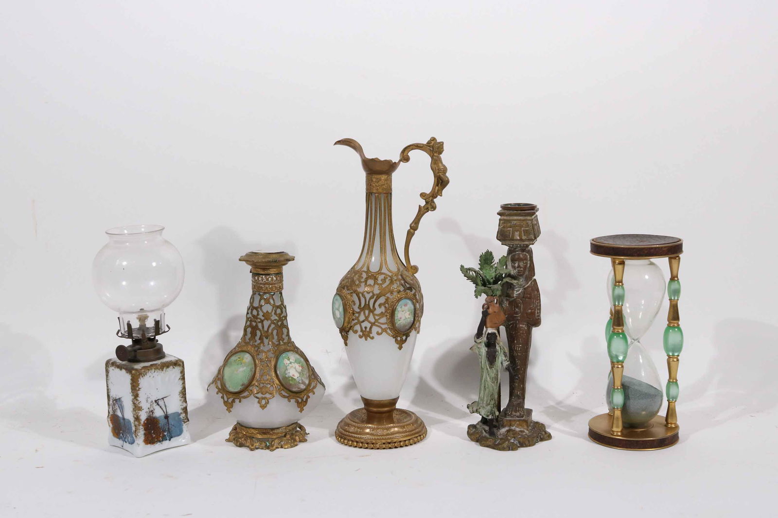 Two Similar Gilt-Metal and Painted Glass Items (1 of 8)