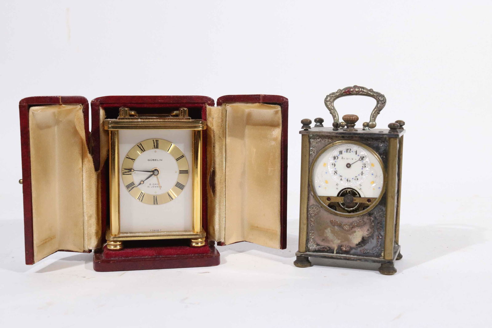 Gobelin Brass Travel Clock in Leather Case (1 of 5)