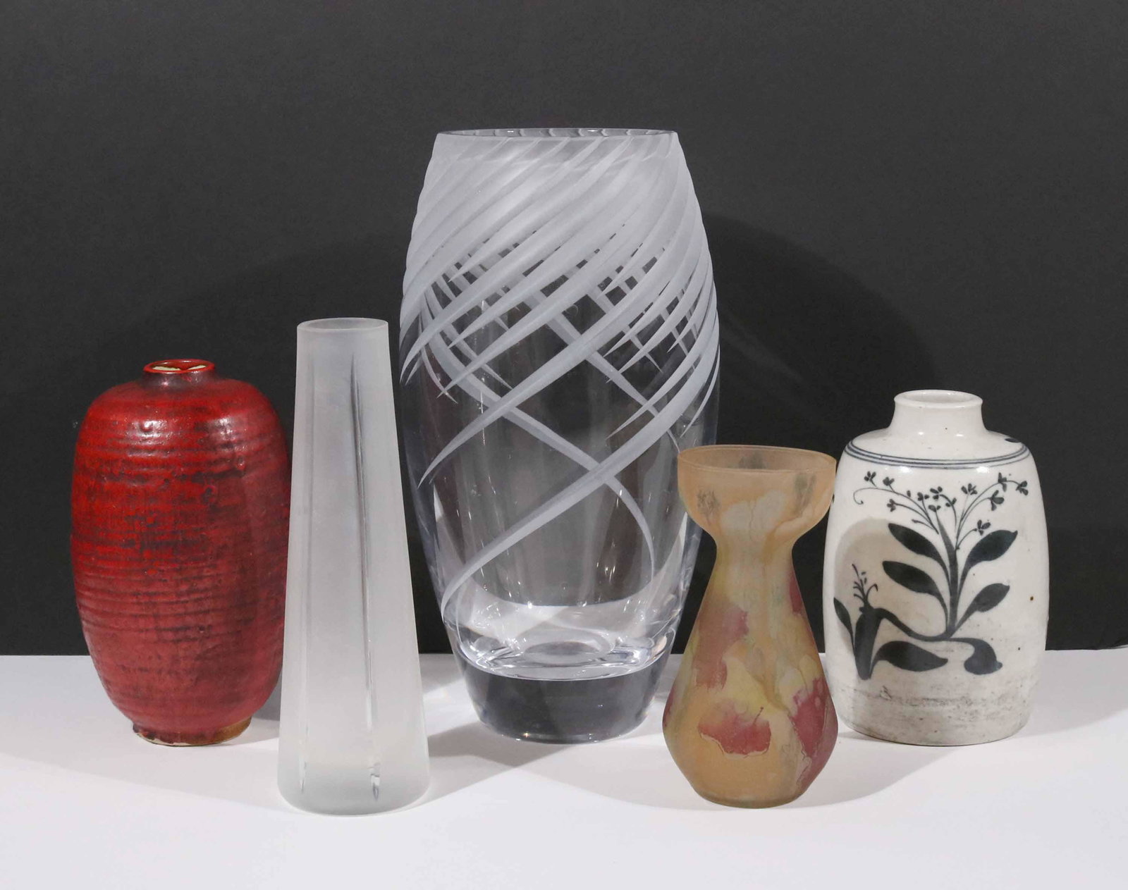 Red Mid Century Style Glazed Vase (1 of 7)