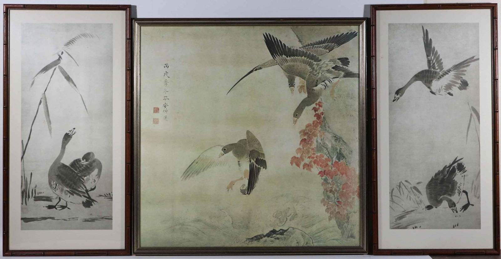 Three Chinese Black and White Prints of Geese (1 of 9)