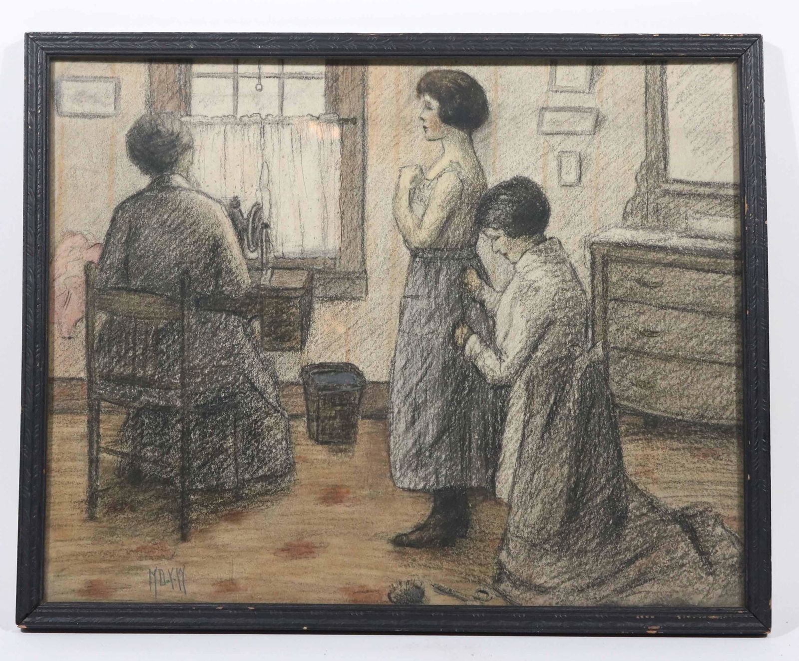Drawing on Paper, Interior with Women Sewing (1 of 5)