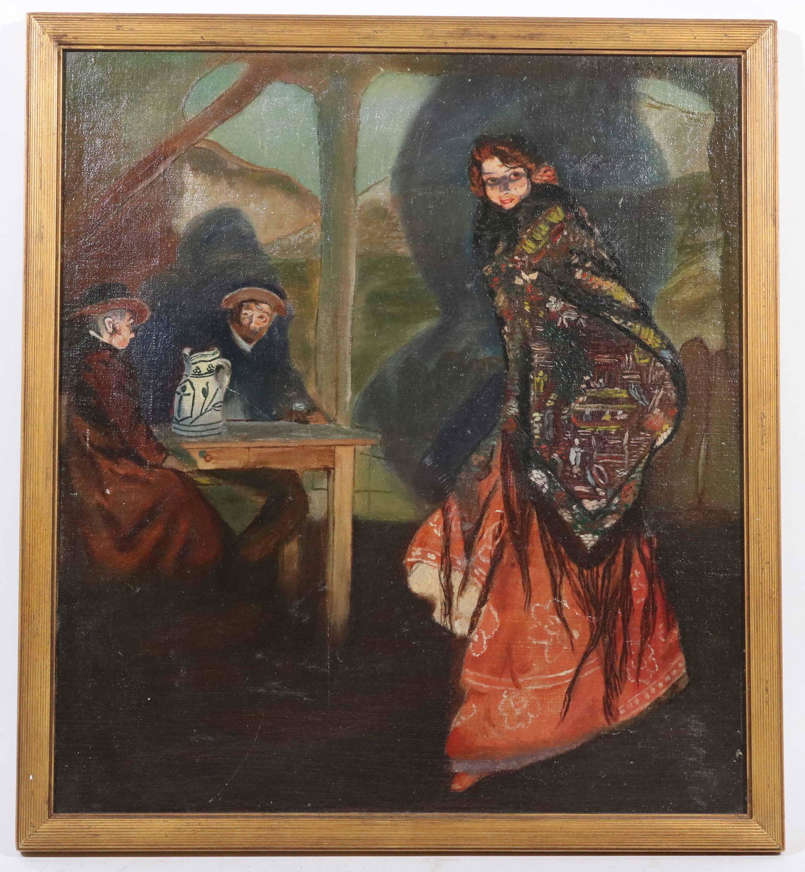 C. Combes, Oil on Board, Figures in Tavern (1 of 4)