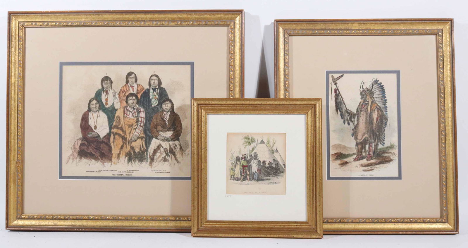 Three Hand-Colored Engravings of Indians (1 of 7)