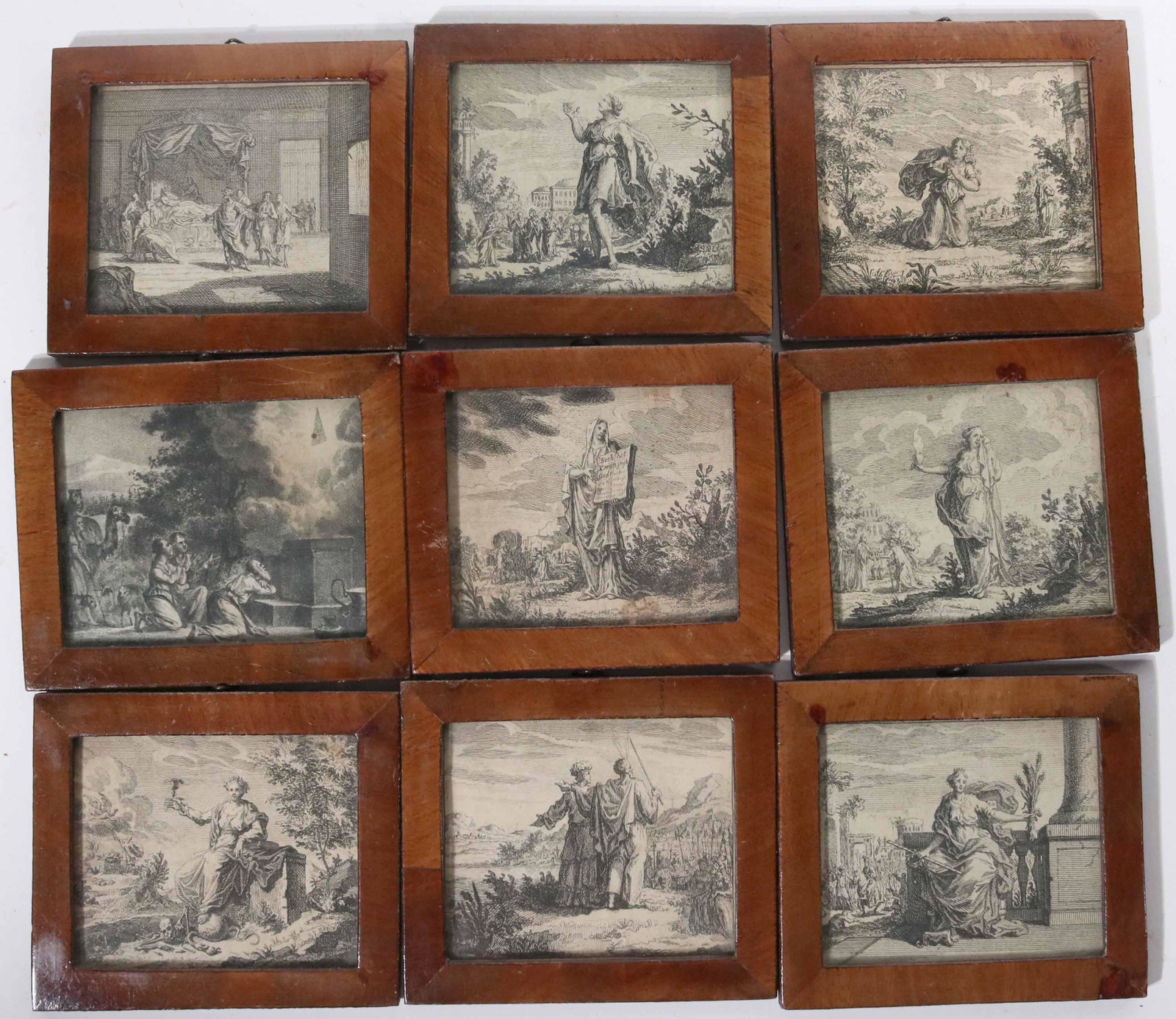 Nine Miniature Etching of Classical Figures (1 of 4)