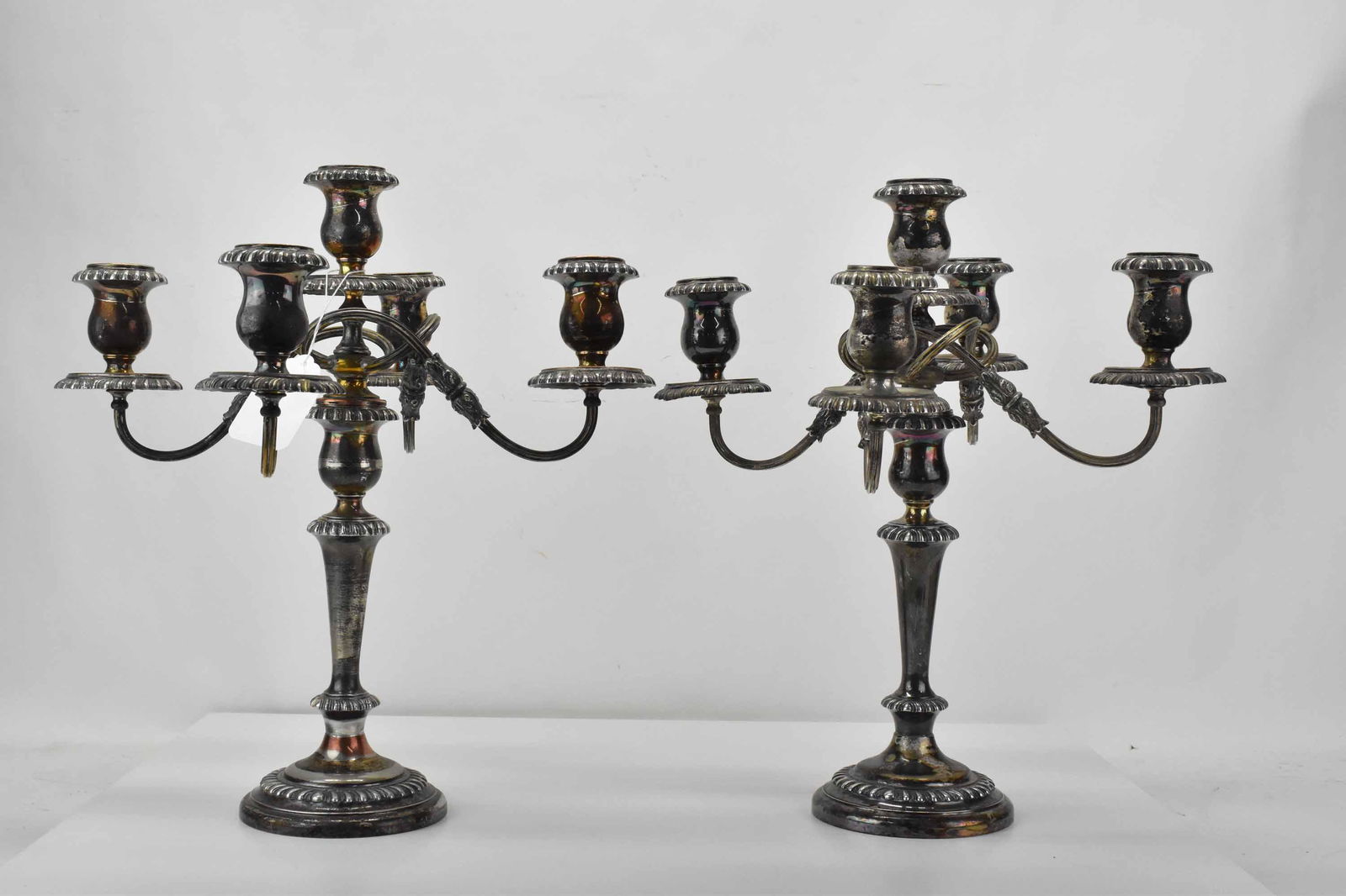 Pair of Crescent Silverplate 5-Light Candelabras (1 of 9)