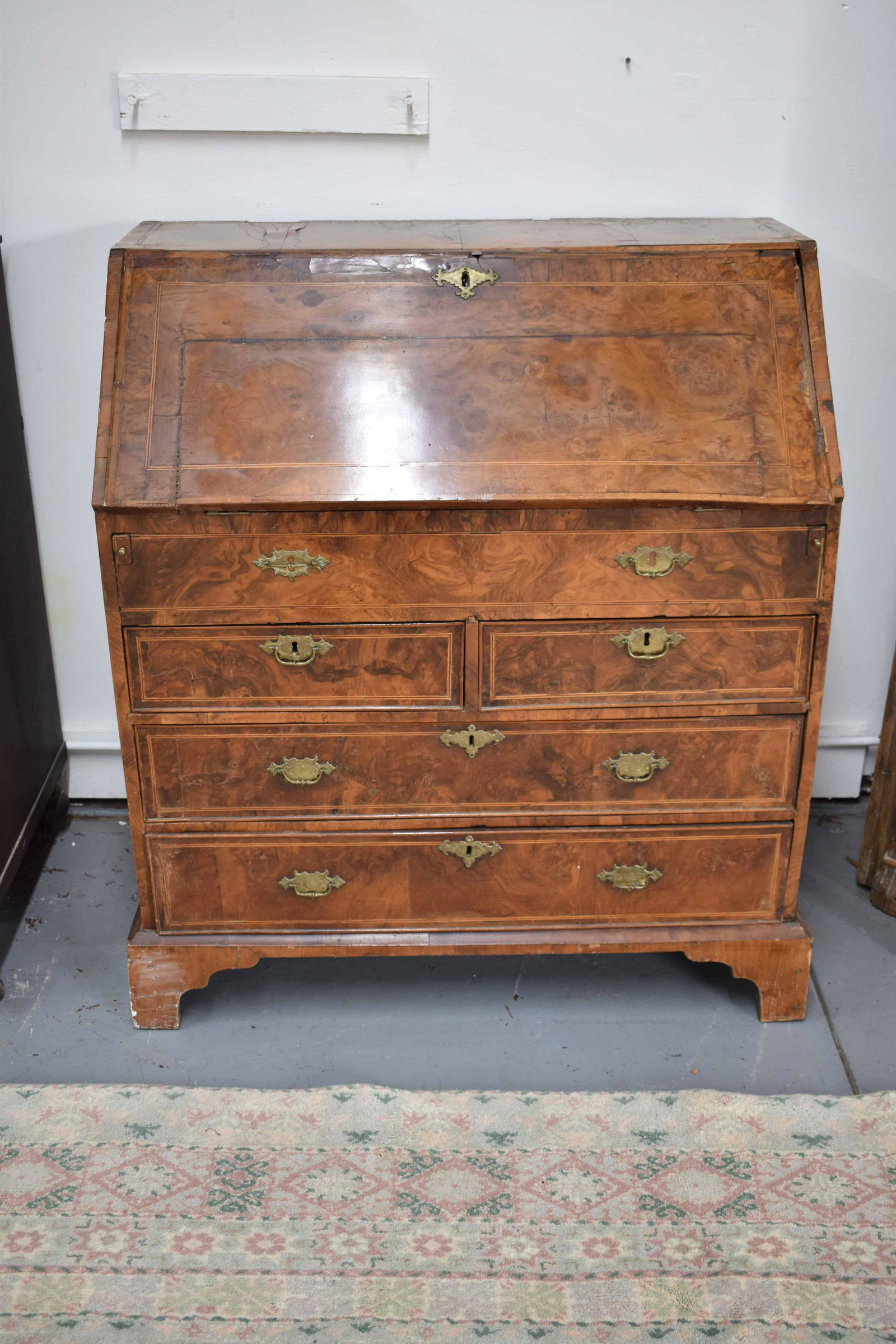 Antique Burlwood George III Slant Front Desk (1 of 7)