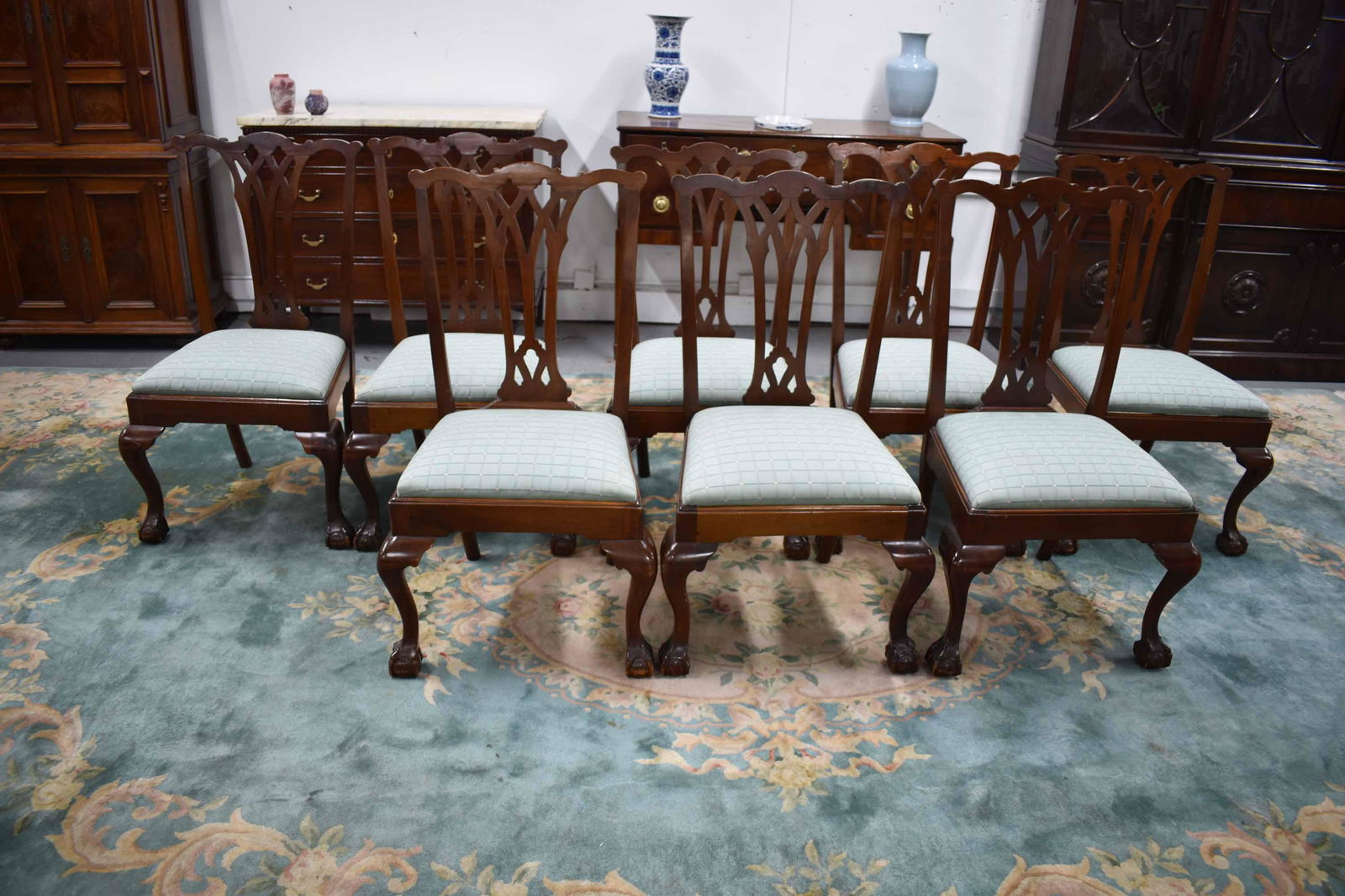 Set of 8 Chippendale Style Dining Chairs (1 of 8)