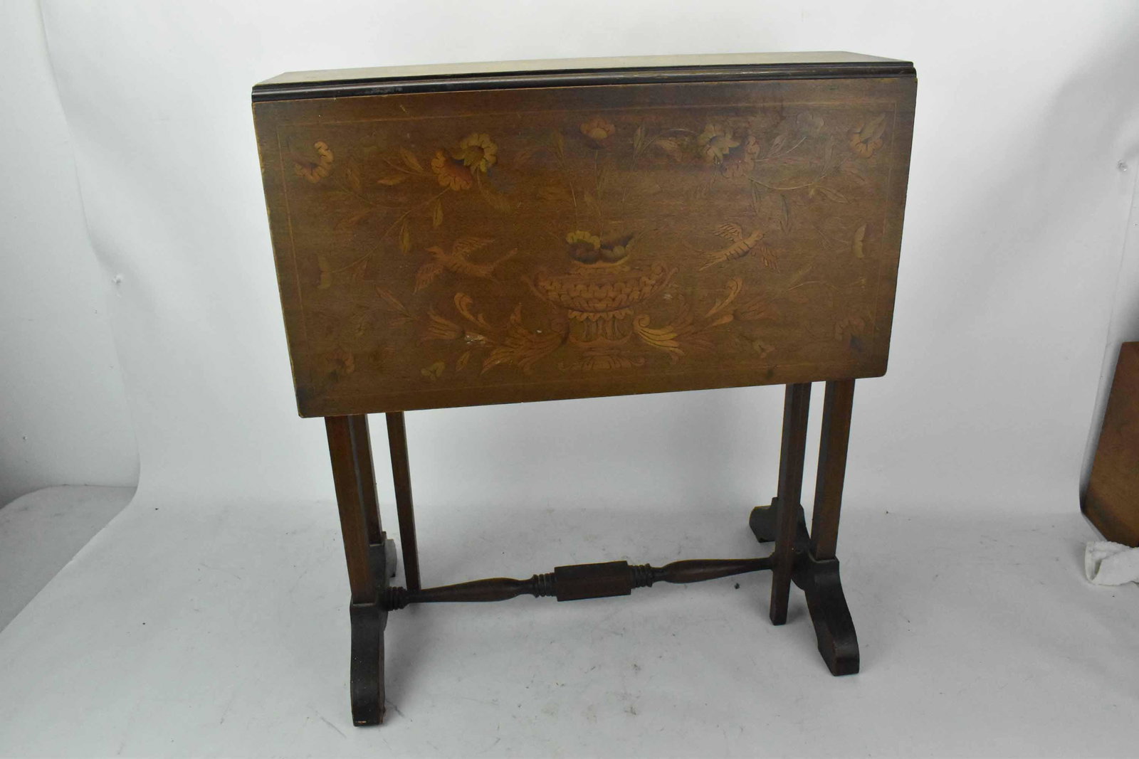 Marquetry Inlaid Dropleaf Occasional Table (1 of 8)
