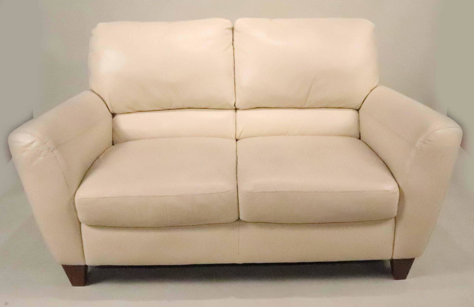 Contemporary White Leather Love Seat (1 of 4)