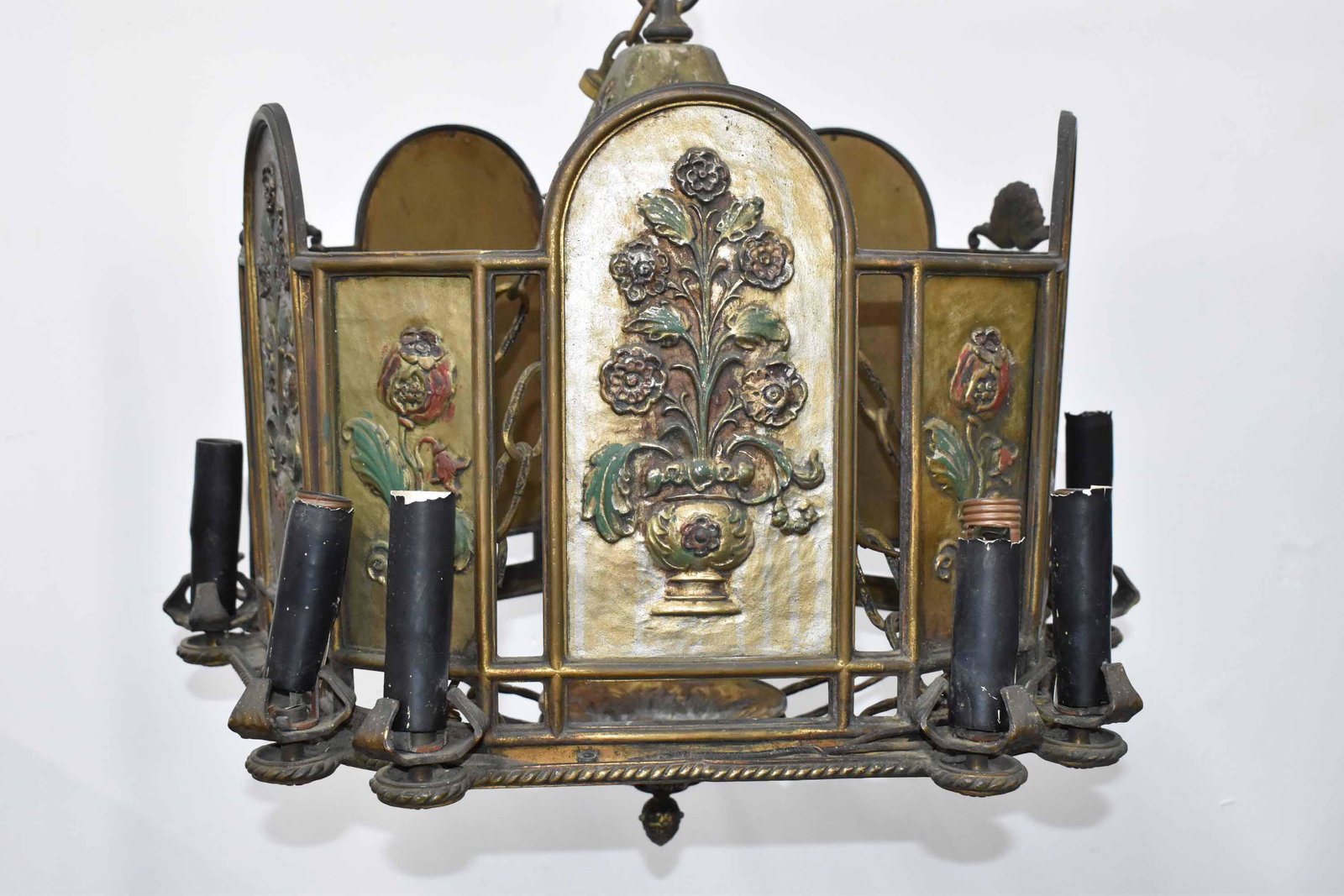 Arts and Crafts 8 Light Bronze Chandelier (1 of 7)