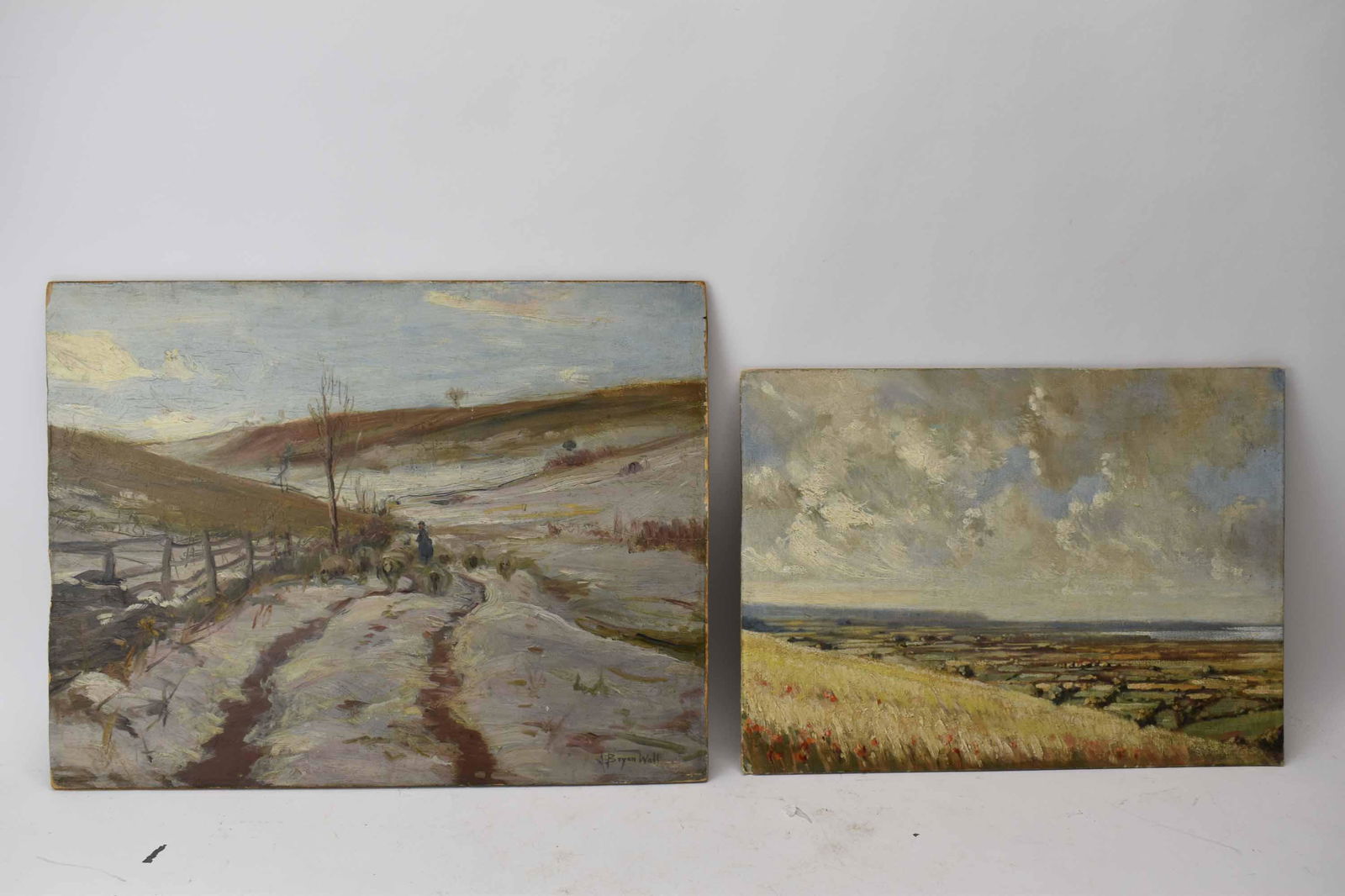 Alfred Bryon Wall Oil on Board of Sheep Herding (1 of 4)