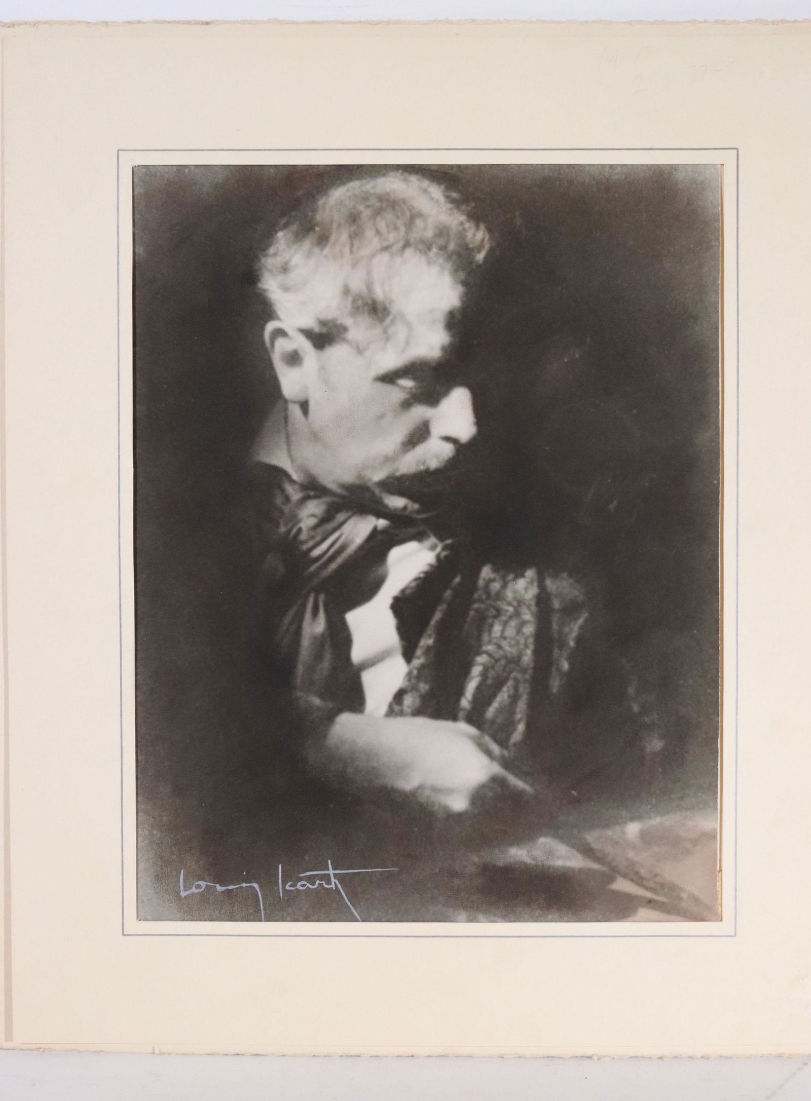 Photograph, Louis Icart of Auguste Rodin: 131/4"h x 10 3/4"w and overall 18"h x 15"w