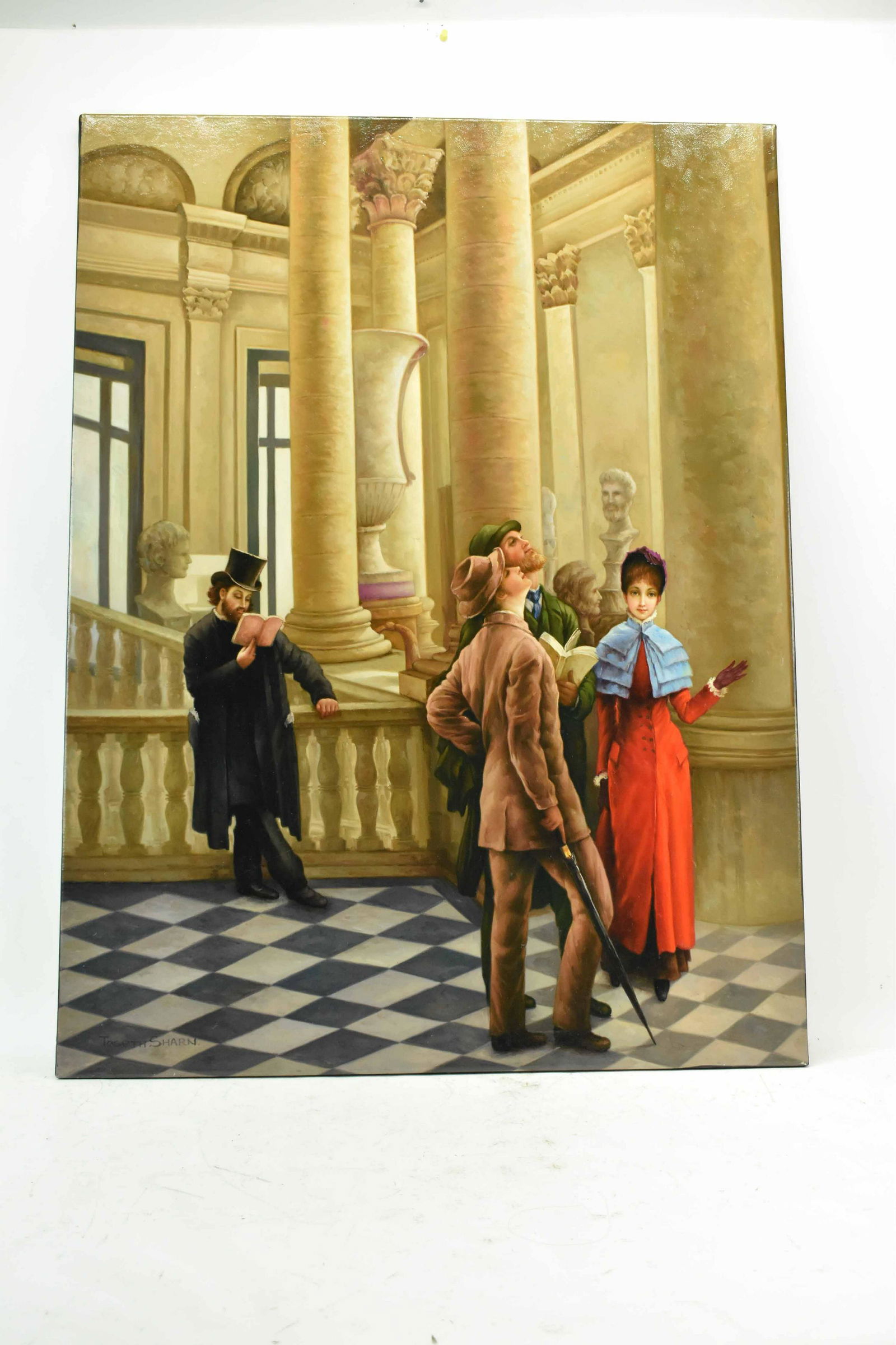 Oil on Canvas Victorian Scene Signed Joseth Sharn (1 of 8)