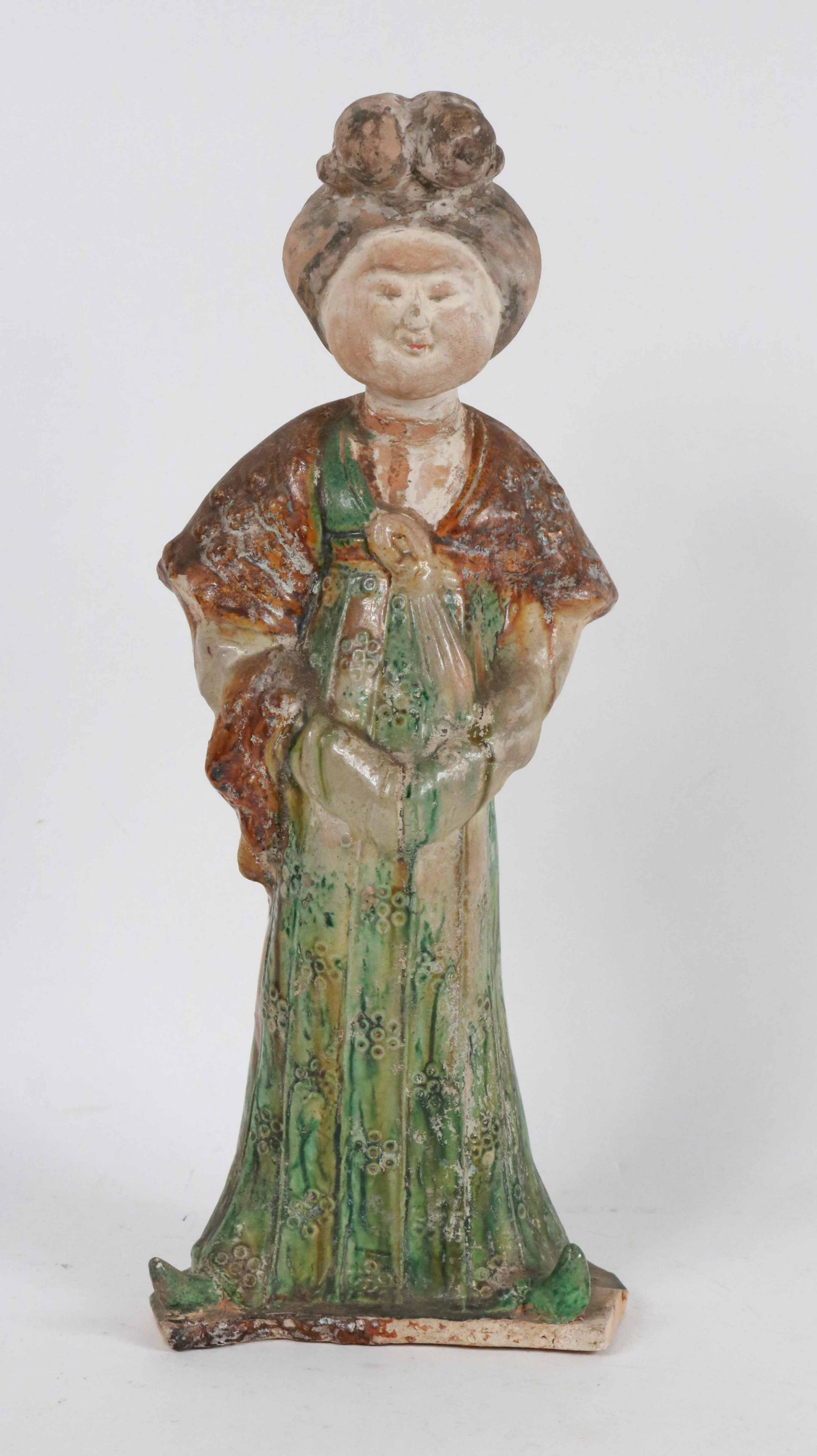 Glazed Earthenware Funerary Female Figure: Chinese, 19th C. Wear and losses. 15"h