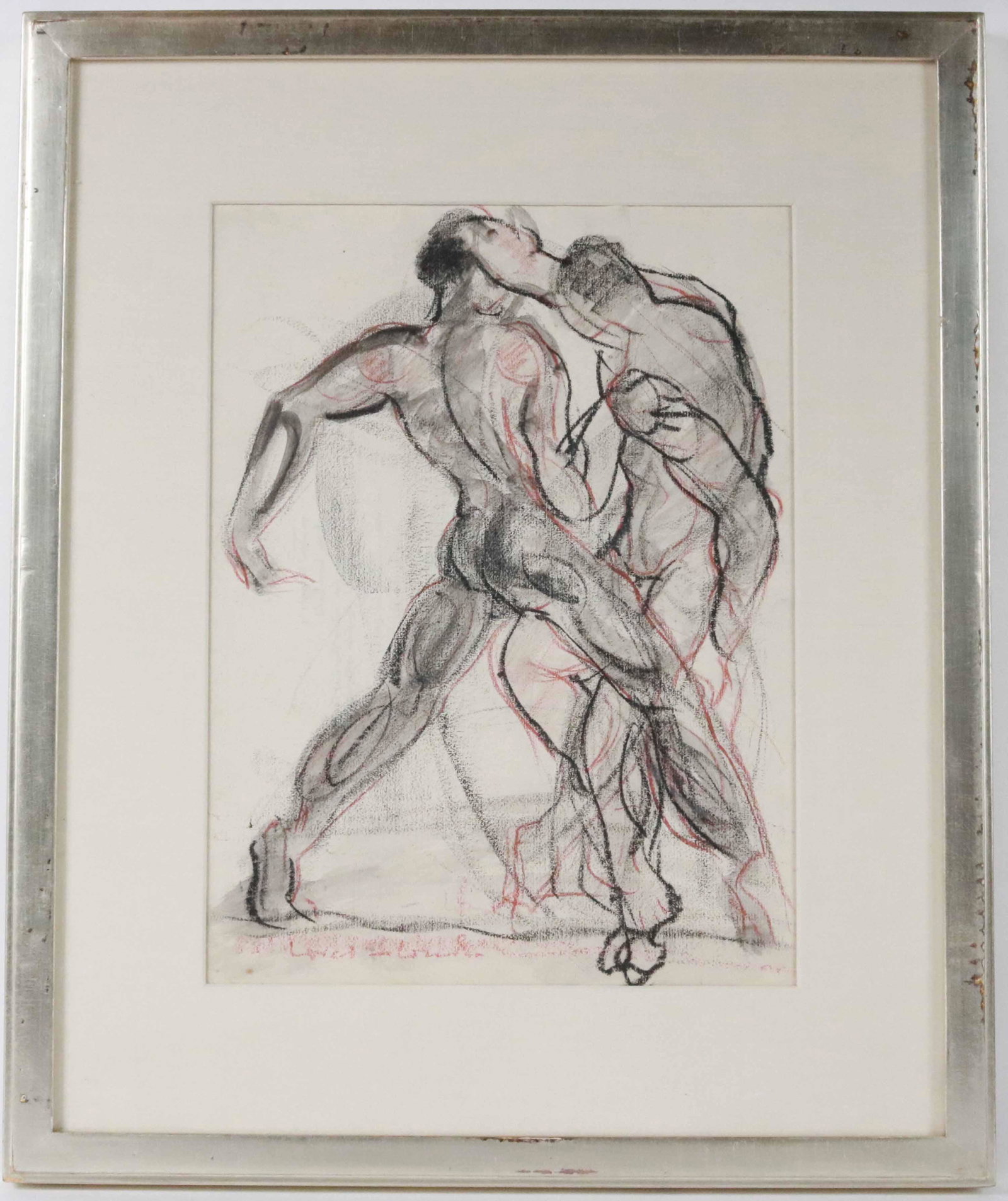 Boris Lovet-Lorski, Mixed Media on Paper, Boxers: (1894-1973) signed l.l., c. 1944. Sight size: 11"h x 15"w Overall: 22-3/4"h x 19"w Provenance: Estate of the Artist Mark Borghi Fine Art, West Hollywood, CA