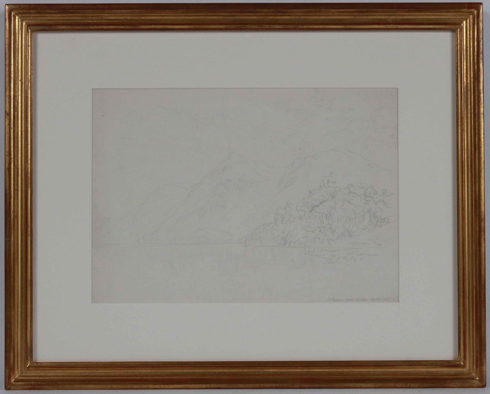 John Hill, Pencil on Paper, Dolbadarn Castle: John Henry Hill or John William Hill, dated August 29,1878, "Dolbadarn Castle, North Wales." Dolbadarn is considered to be one of "the finest surviving examples of a Welsh Round Tower". 9-1/4"h x 13-1