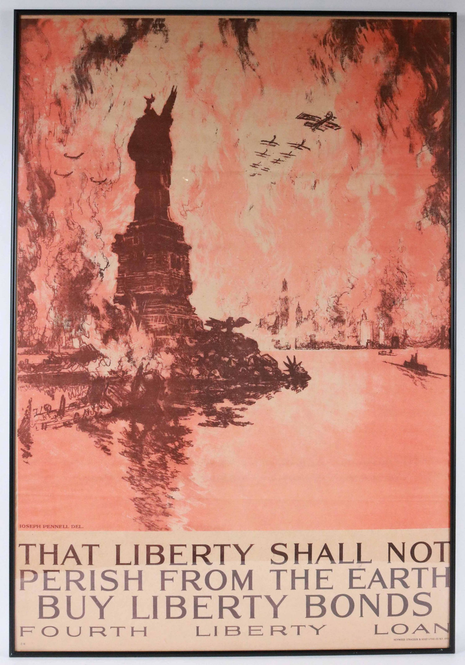 Joseph Pennell, Victory War Bond Poster: That Liberty Shall not Perish from the Earth. 41"h x 28"w Provenance: Property from the Steve and Stephanie Alpert Collection