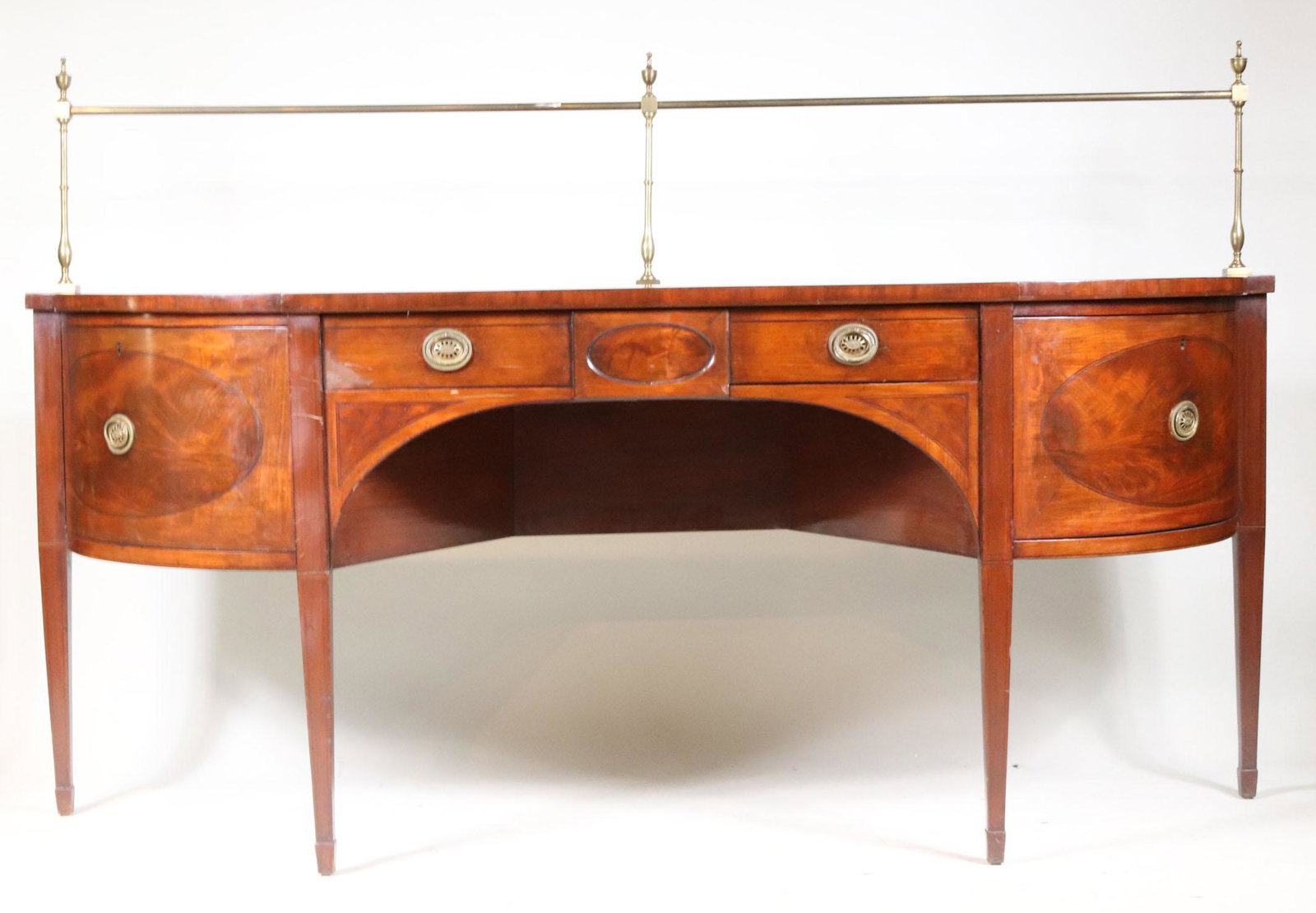 George III Brass-Mounted Mahogany Sideboard: English, 18th/19th C. 36"h x 7'l x 23-1/4"d Provenance: Property from the Siegmund Collection of Folk Art, New York, New York Additional works from Siegmund Collection will be available at Christie's 