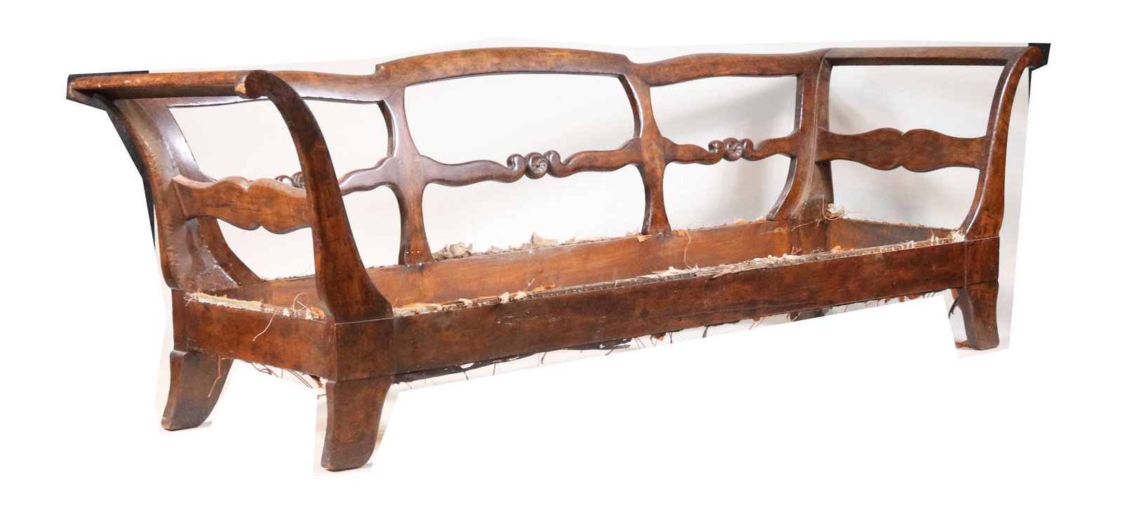 Biedermeier Maple Sofa: Continental, 19th C. 32"h x 6'4-1/2"w x 30-1/2"d Provenance: Property from the Estate of William Hodgins, Boston, Massachusetts