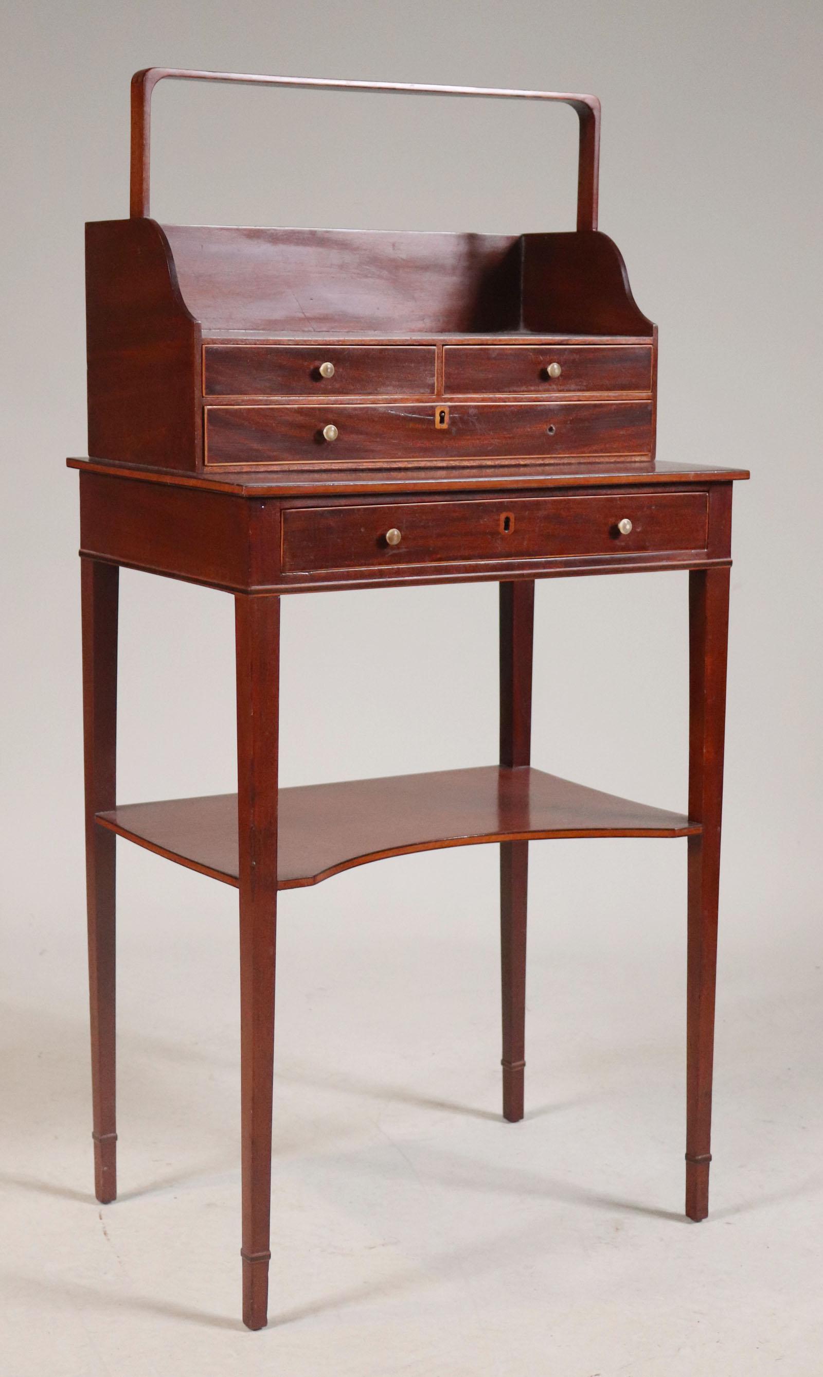 George III Inlaid Mahogany Bookstand: English, 18th/19th C. 41-1/2"h x 20"w x 14"d