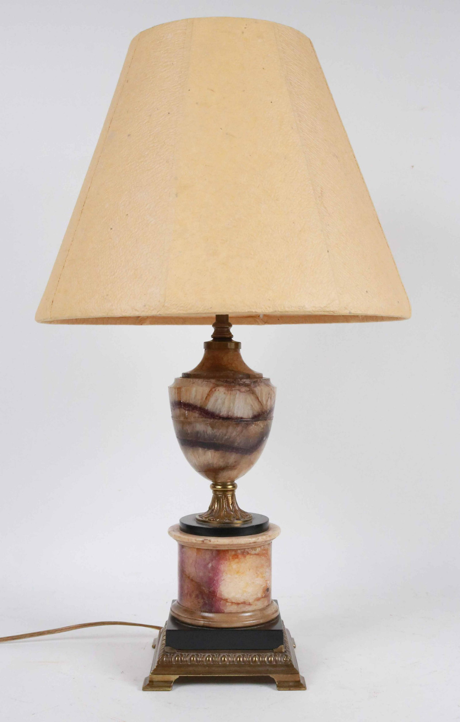 English Blue John Urn, Mounted as a Lamp: 19th C. 24"h Provenance: Property from the Estate of Robert K. Johnson of Maine and South Carolina