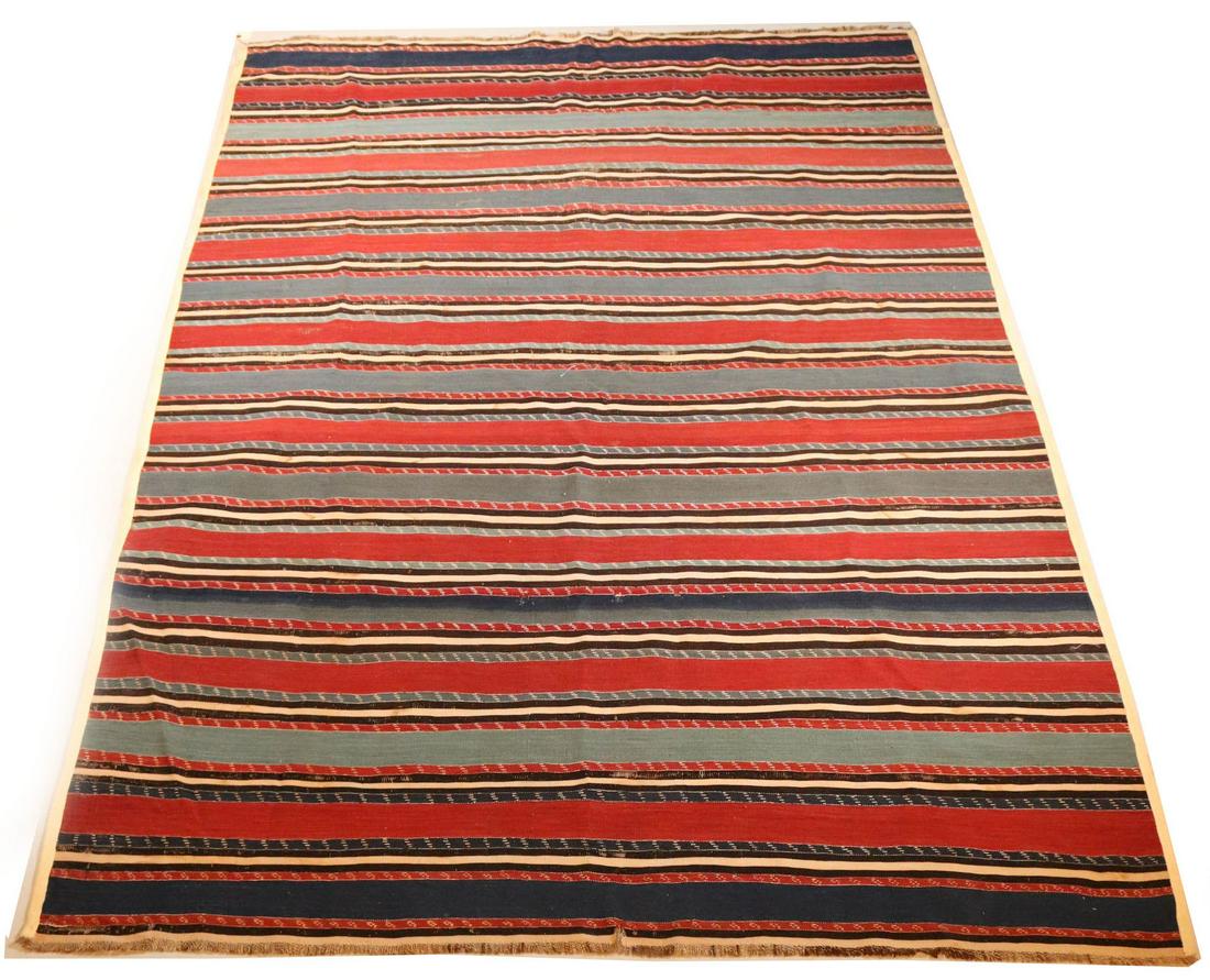 Caucasian Kilim: Caucasus, late 19th C. Apx. 100"l x 68-1/2"w Bound sides, minor oxidation to blacks. Provenance: Property from the Estate of Robert K. Johnson of Maine and South Carolina