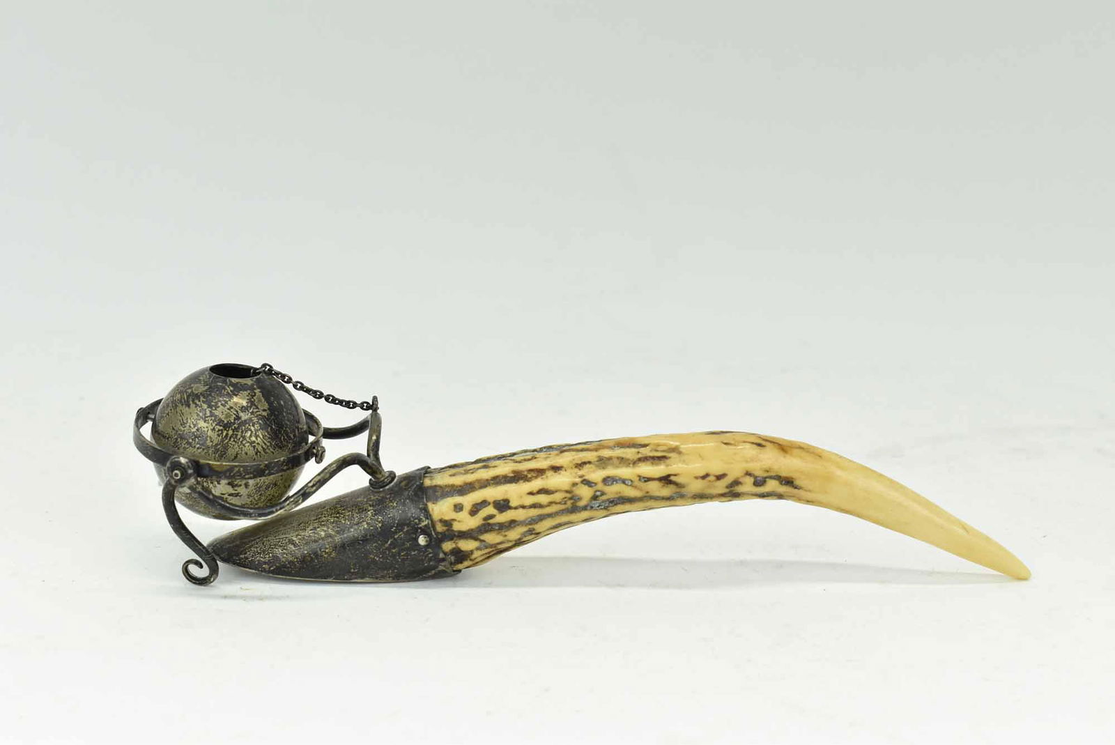 Sterling and Antler Oil Lamp Cigar Lighter (1 of 5)