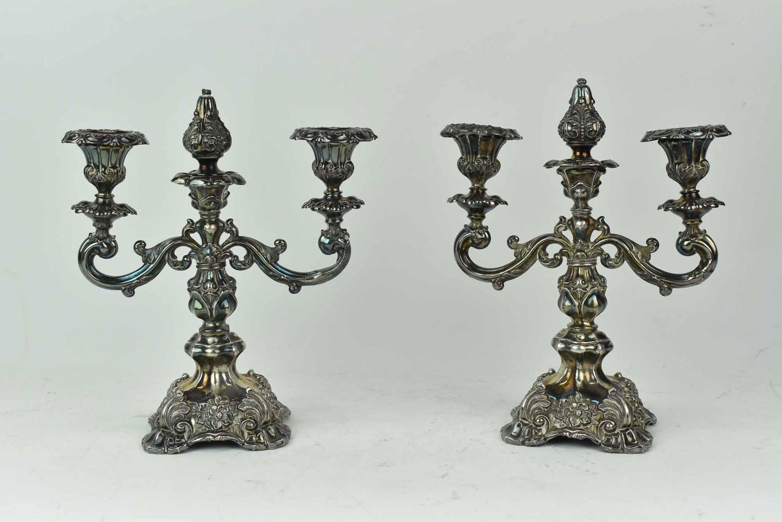 Pair of Diminutive Silverplate 2 Arm Candelabras (1 of 9)