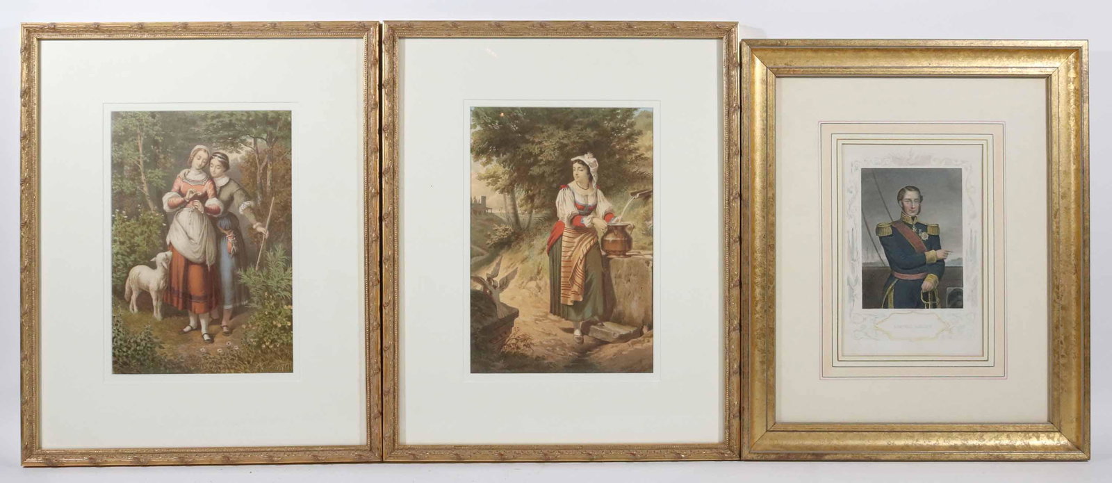 Two Colored Engravings of Peasants Girls (1 of 6)